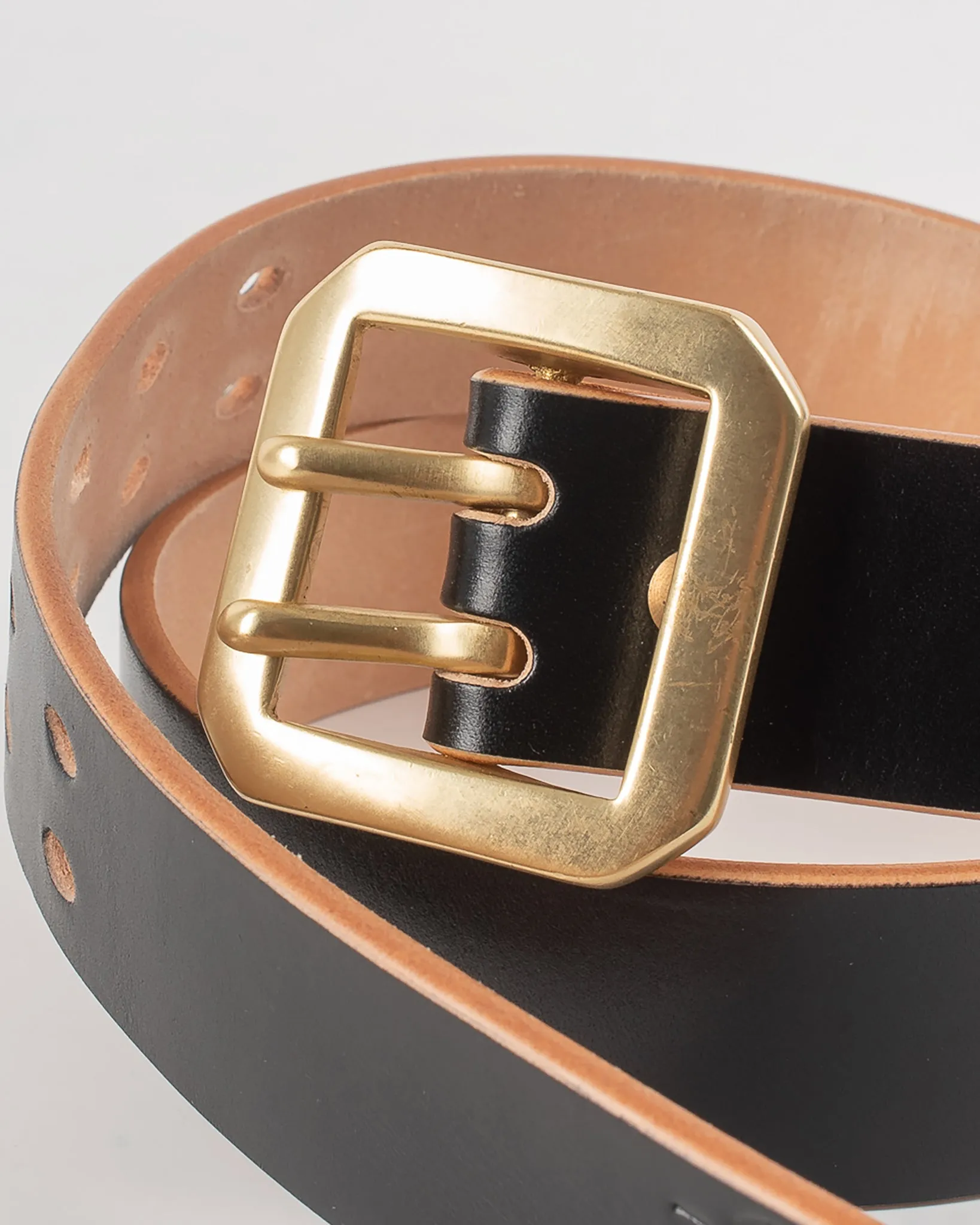 OGL Double Prong Garrison Buckle Leather Belt - Hand-Dyed Black sold by Iron Heart product image thumbnail 5