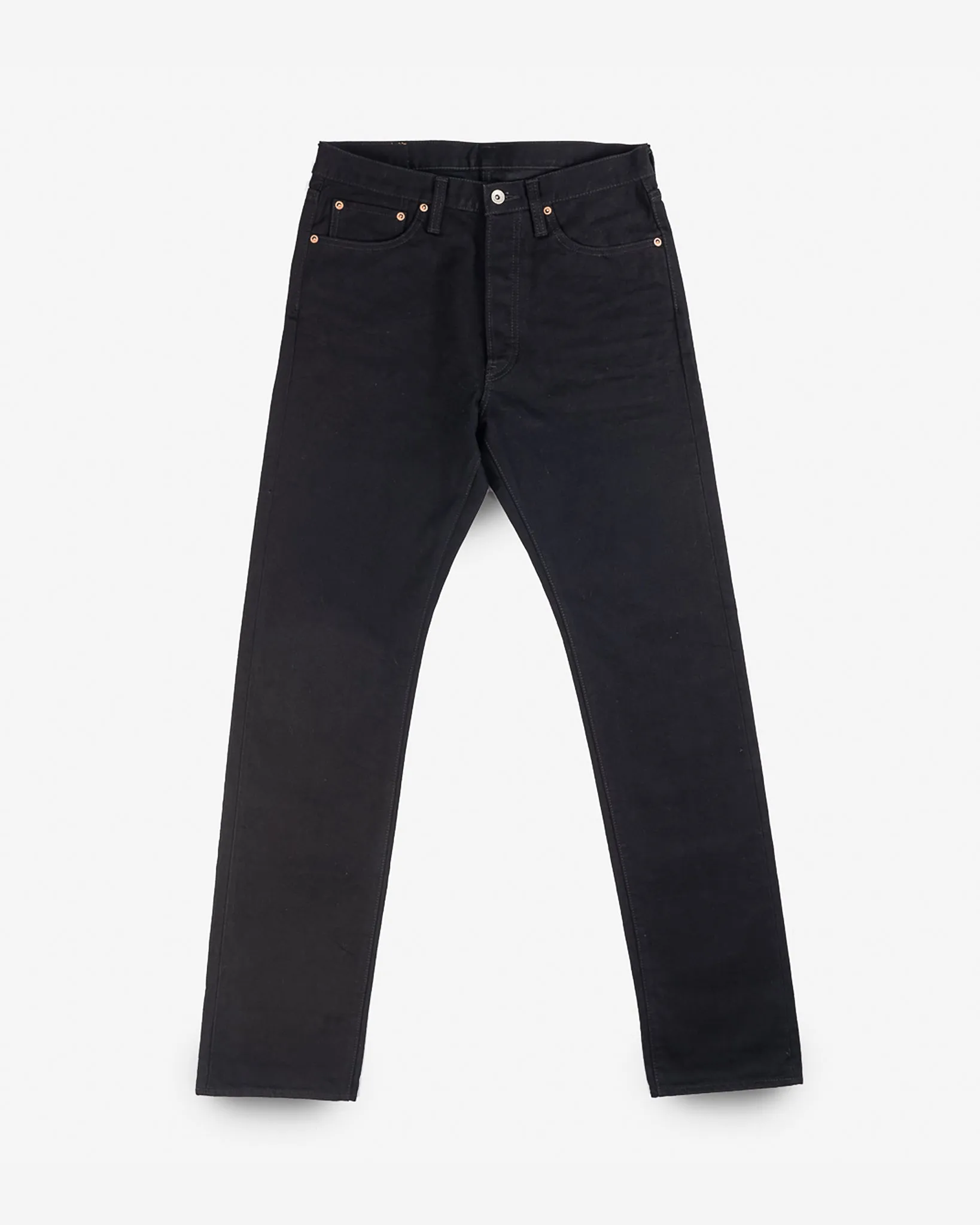 14oz Selvedge Denim Relaxed Tapered Cut Jeans - Black/Black sold by Iron Heart