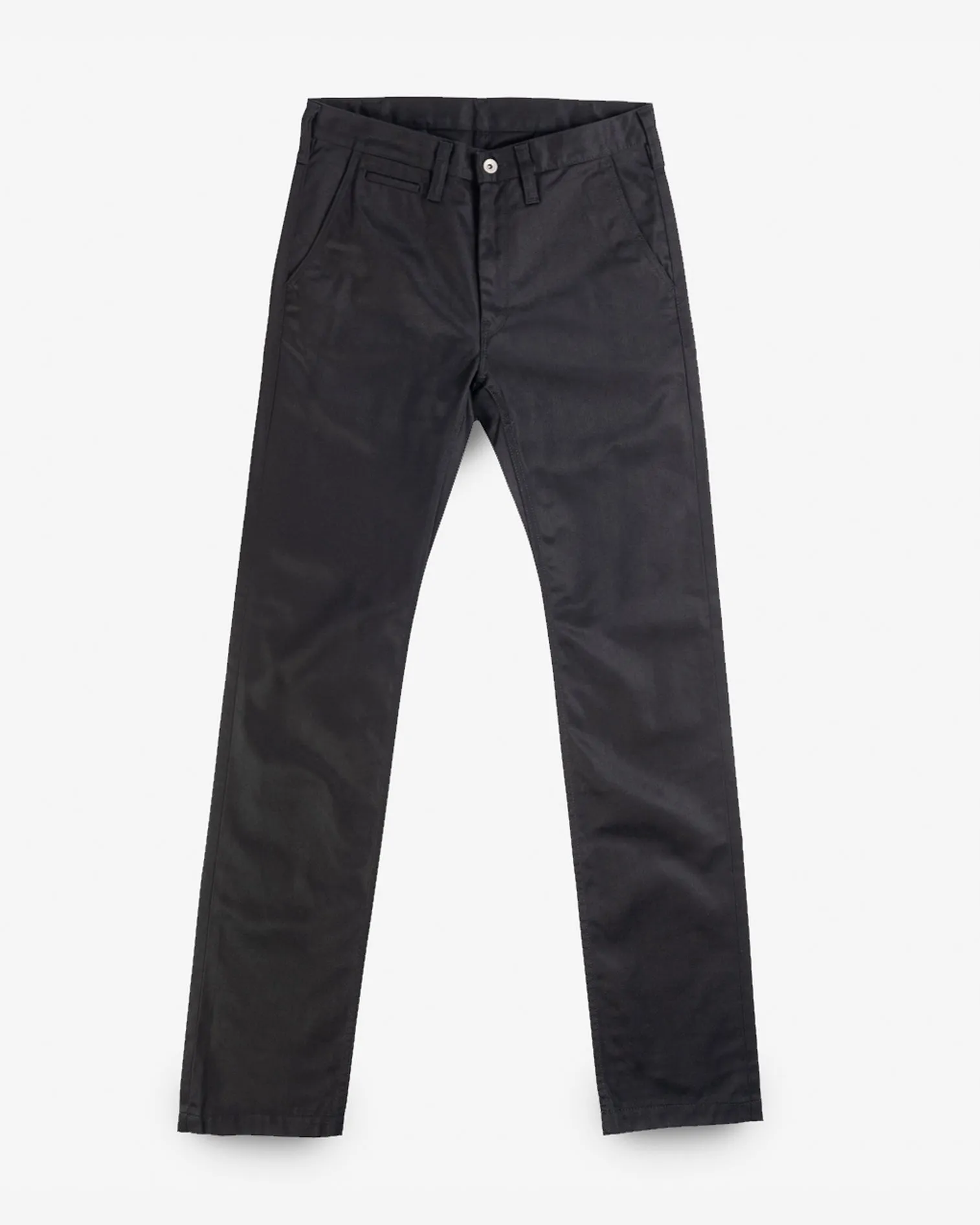 9oz Mercerised Selvedge Cotton Slim Tapered Chinos - Black sold by Iron Heart