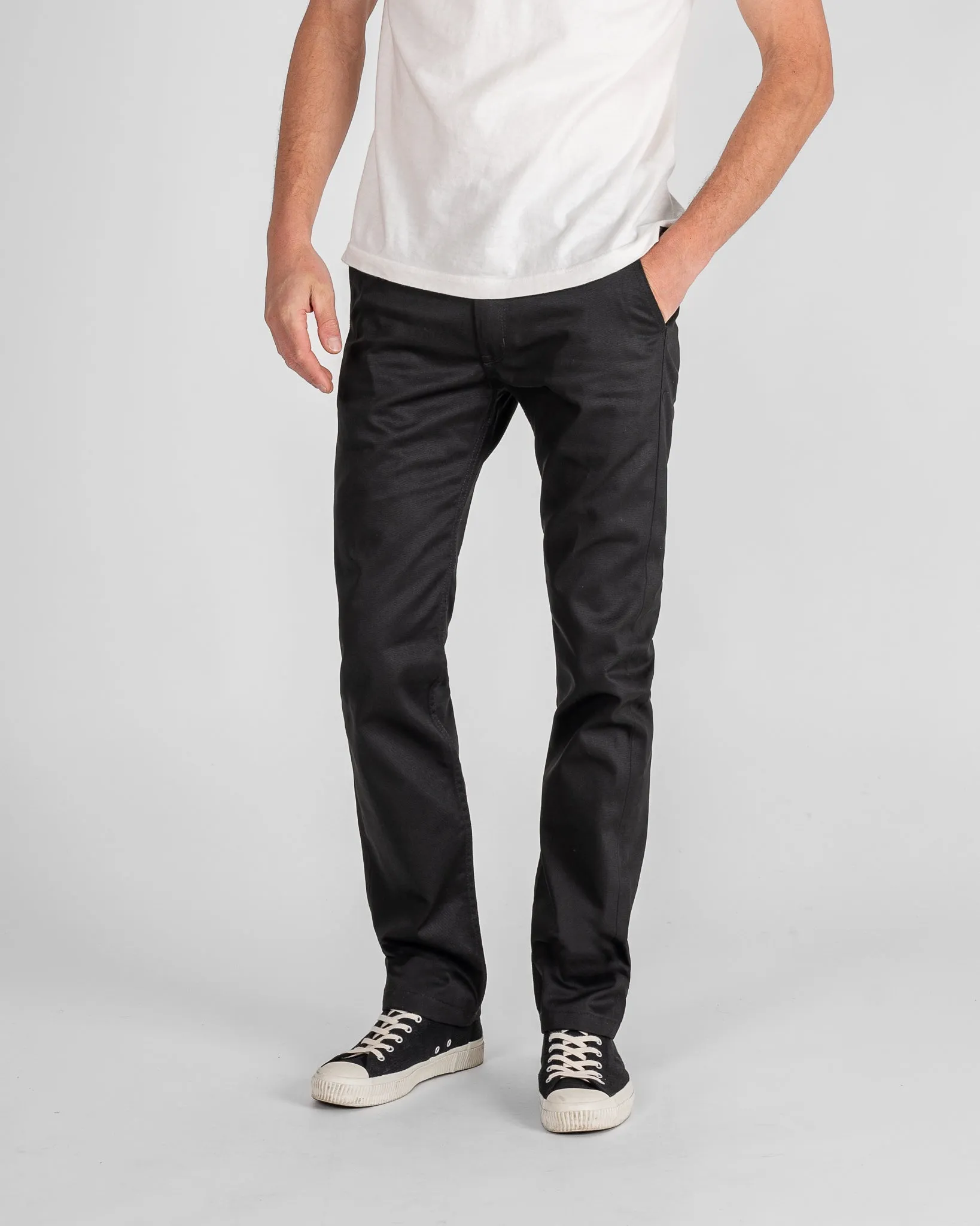 9oz Mercerised Selvedge Cotton Slim Tapered Chinos - Black sold by Iron Heart product image thumbnail 2