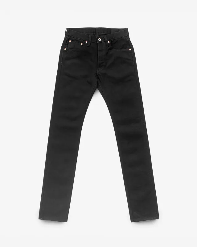 14oz Selvedge Denim Slim Tapered Cut Jeans - Black/Black sold by Iron Heart