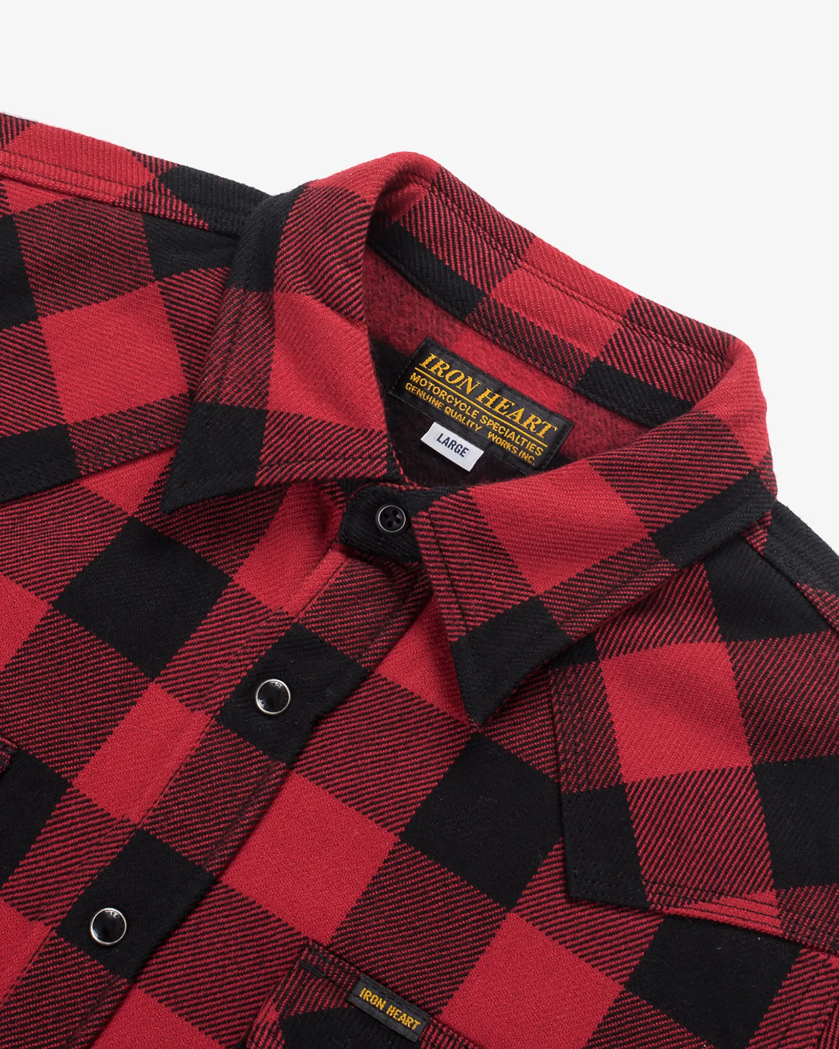 Ultra Heavy Flannel Buffalo Check Western Shirt - Red/Black sold by Iron Heart product image thumbnail 5