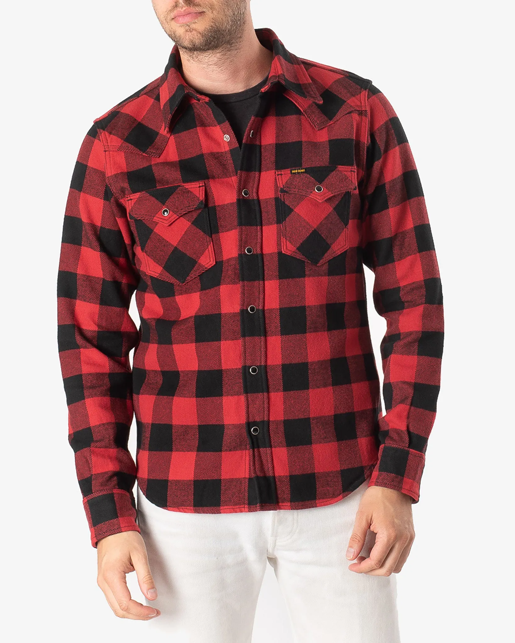 Ultra Heavy Flannel Buffalo Check Western Shirt - Red/Black sold by Iron Heart product image thumbnail 2