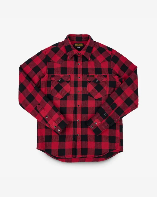 Ultra Heavy Flannel Buffalo Check Western Shirt - Red/Black sold by Iron Heart