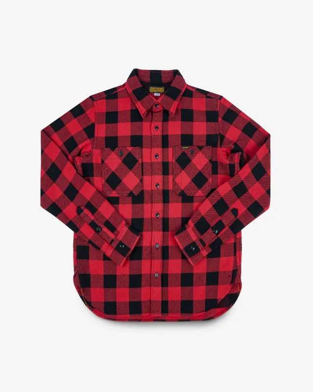 Ultra Heavy Flannel Buffalo Check Work Shirt - Red/Black sold by Iron Heart