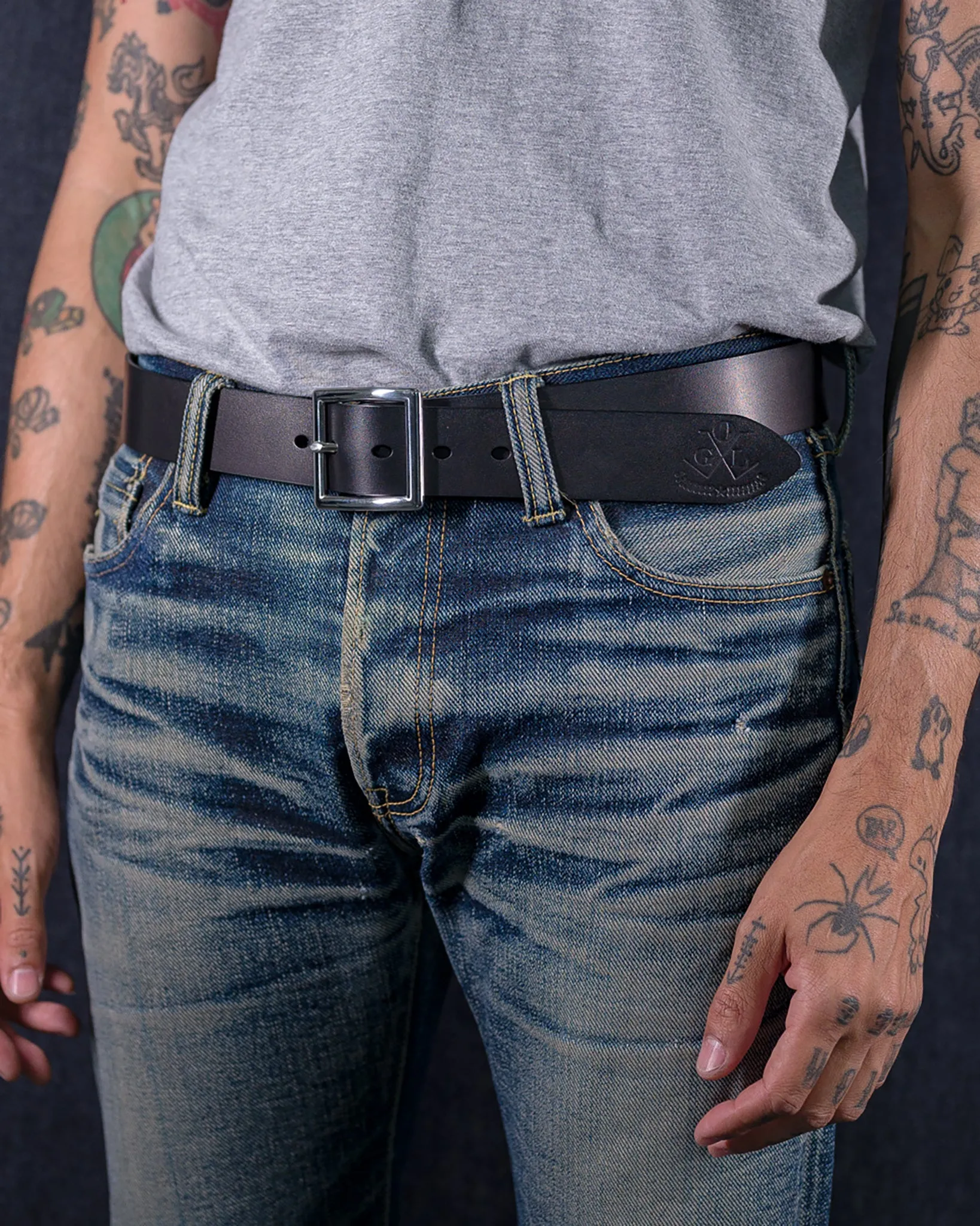 OGL Vintage Buckle Leather Belt - Black sold by Iron Heart product image thumbnail 2