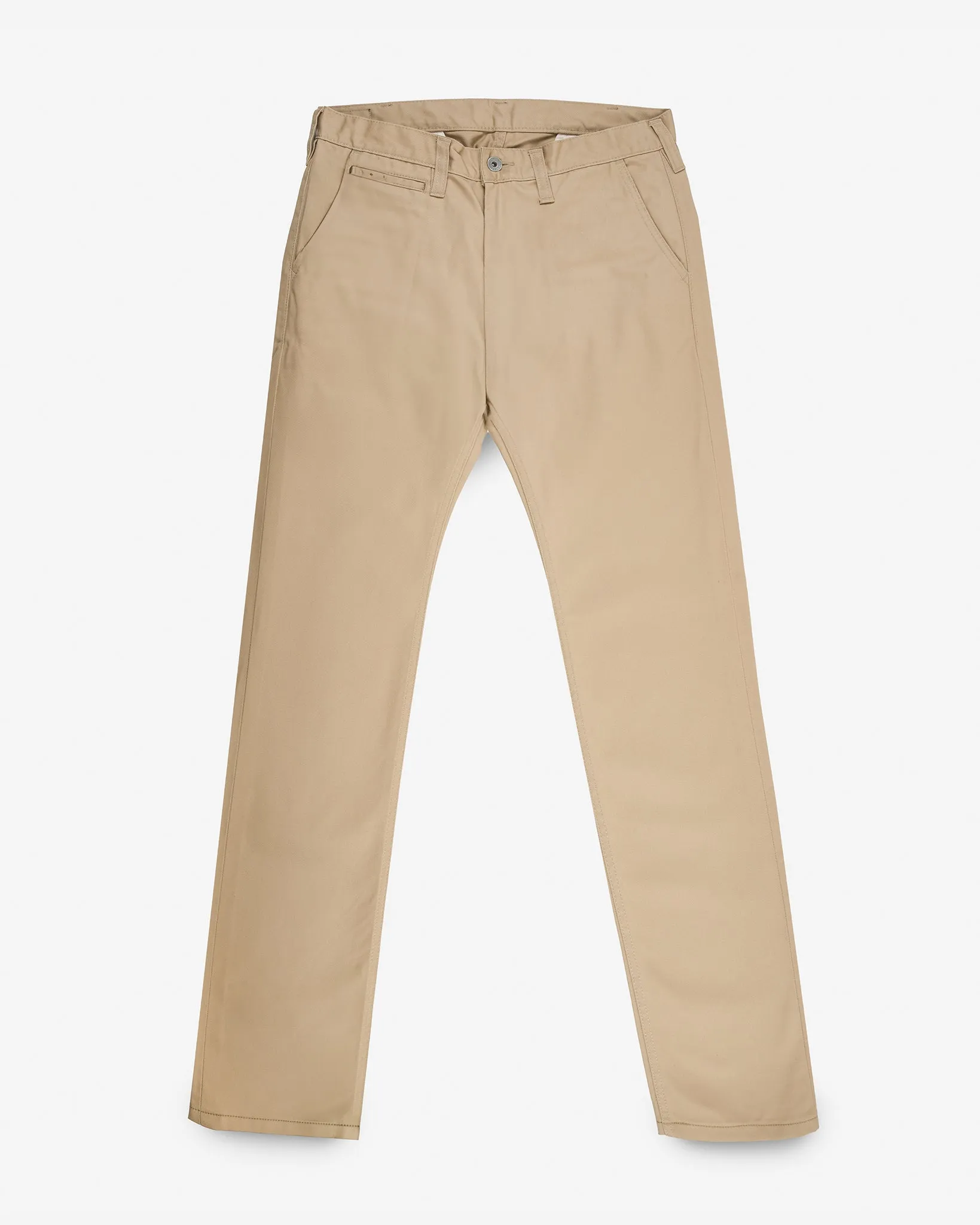9oz Mercerised Selvedge Cotton Slim Tapered Chinos - Khaki sold by Iron Heart