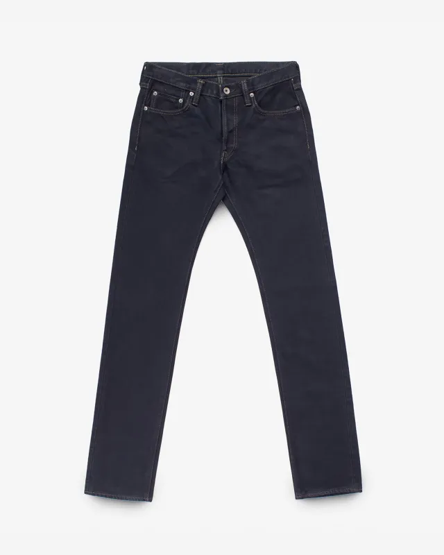 21oz Selvedge Denim Slim Tapered Cut Jeans - Indigo Overdyed Black sold by Iron Heart