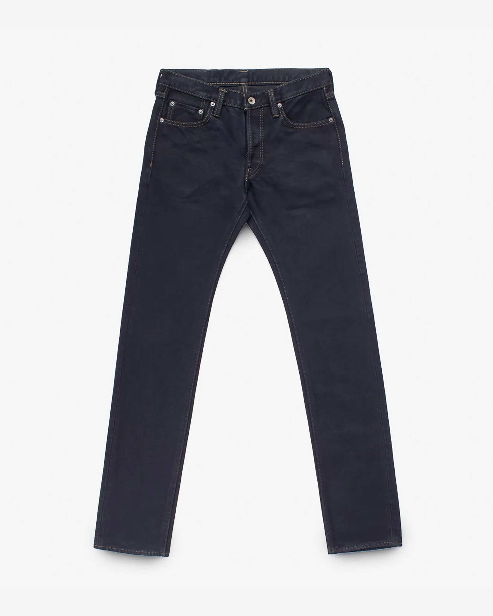 21oz Selvedge Denim Slim Tapered Cut Jeans - Indigo Overdyed Black sold by Iron Heart