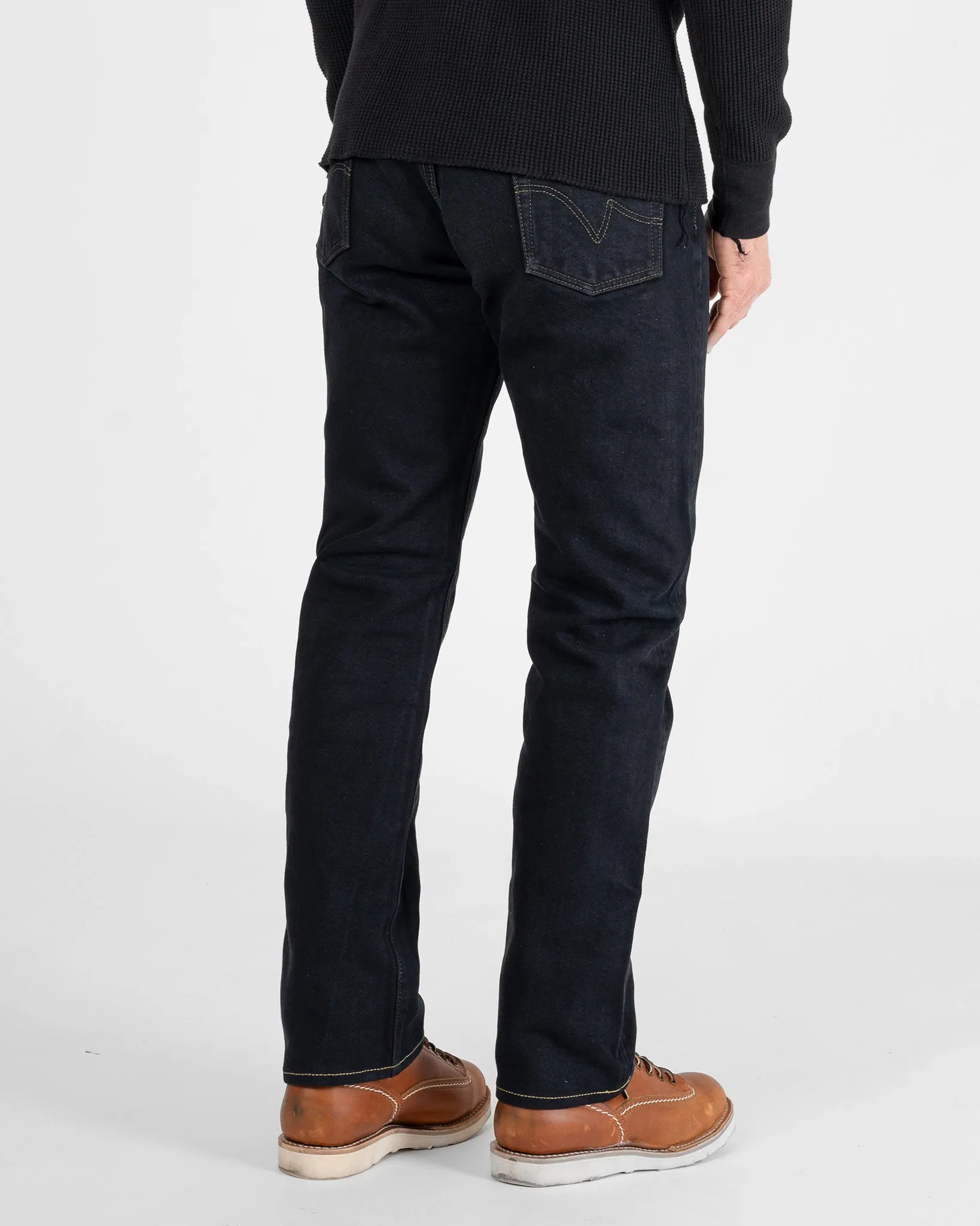 21oz Selvedge Denim Relaxed Tapered Cut Jeans - Indigo Overdyed Black sold by Iron Heart product image thumbnail 3
