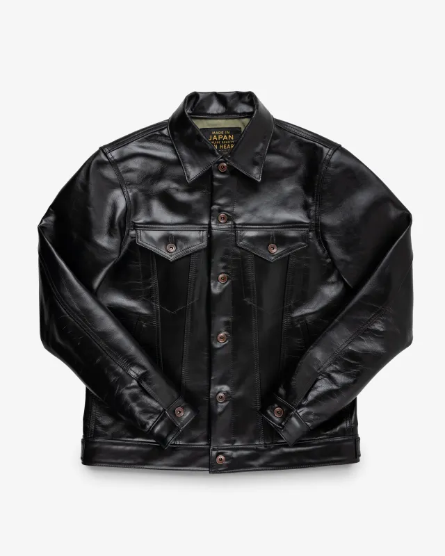 Japanese Horsehide Modified Type III Jacket - Black (Tea-Core Dyed) sold by Iron Heart