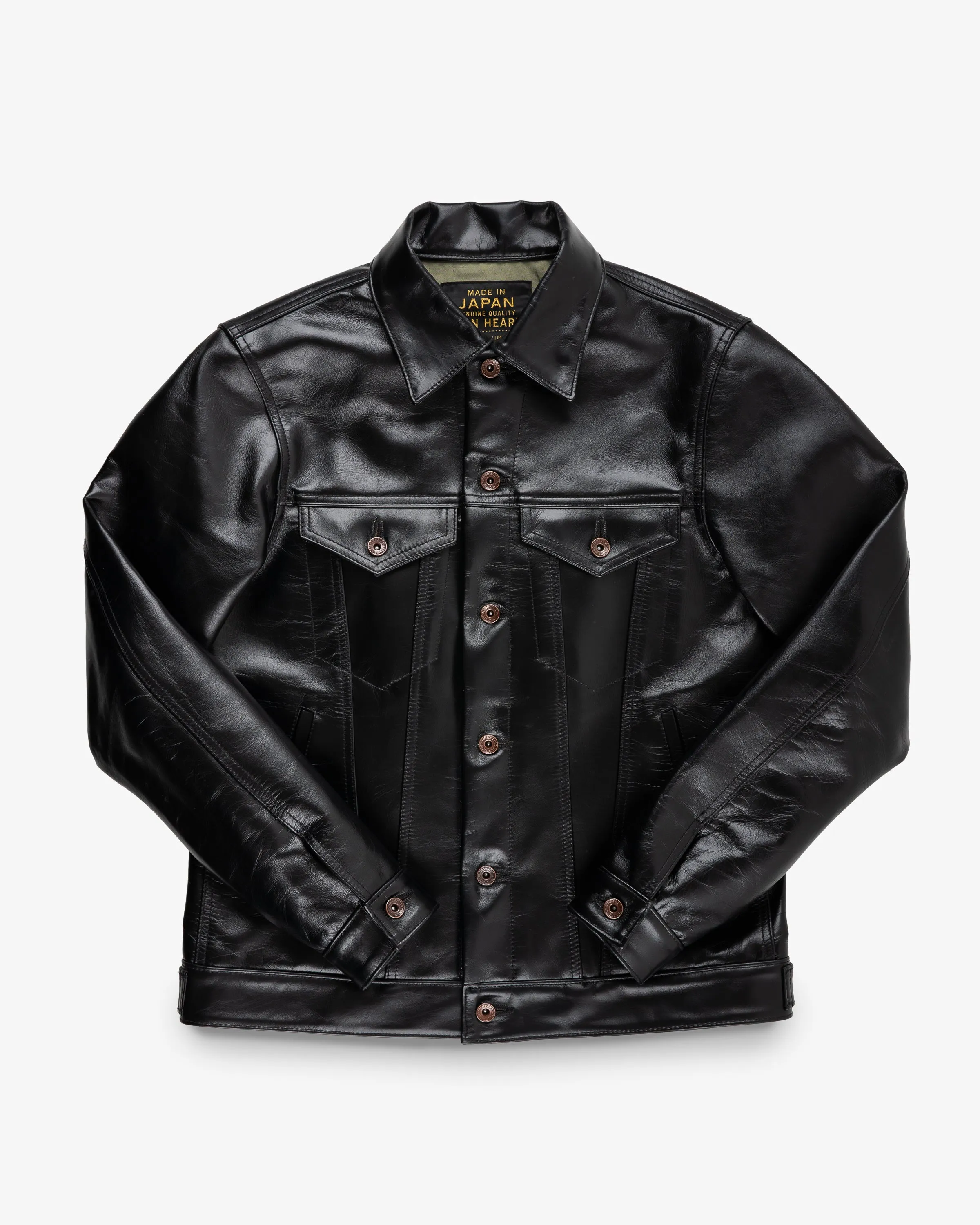 Japanese Horsehide Modified Type III Jacket - Black (Tea-Core Dyed) sold by Iron Heart