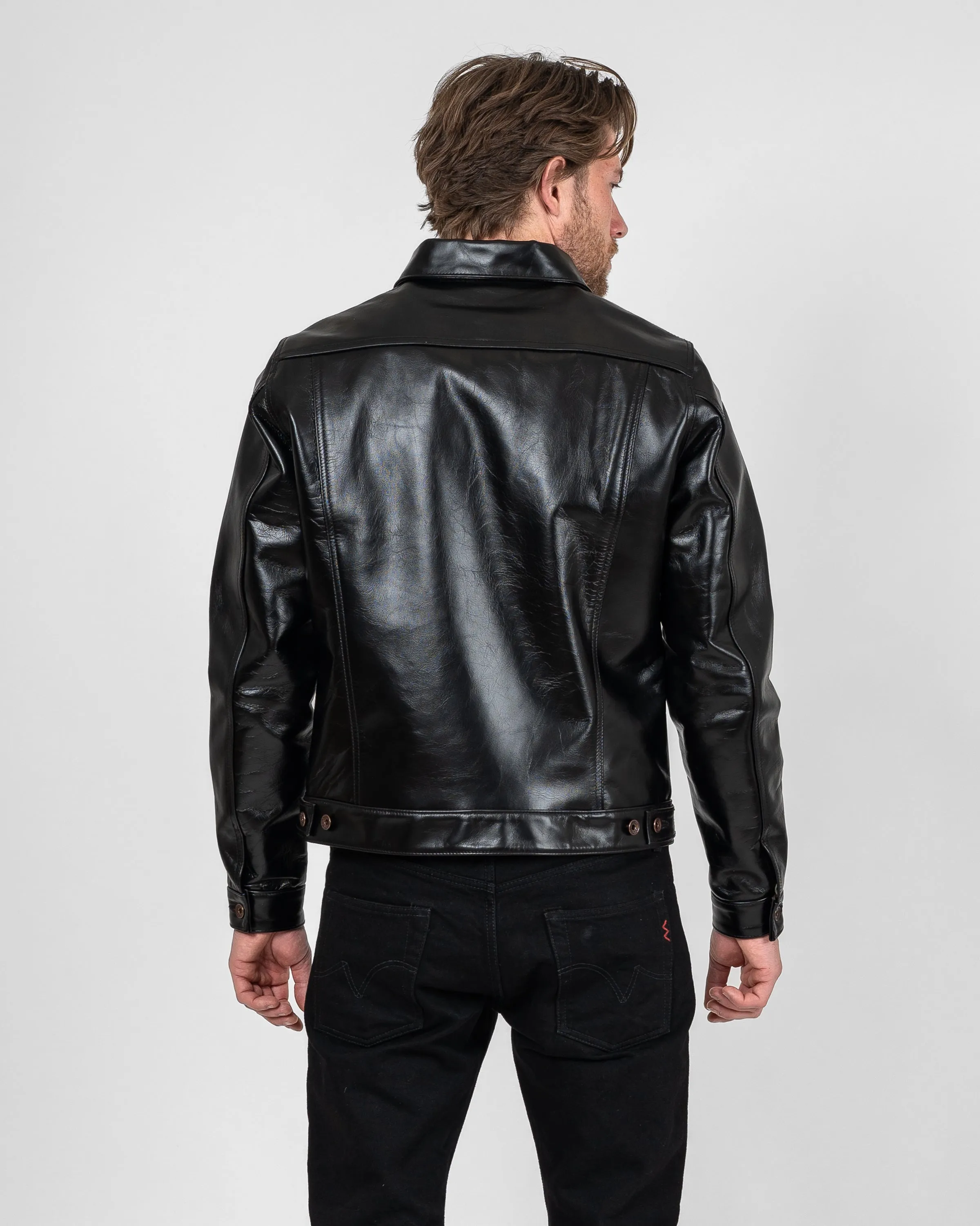 Japanese Horsehide Modified Type III Jacket - Black (Tea-Core Dyed) sold by Iron Heart product image thumbnail 4