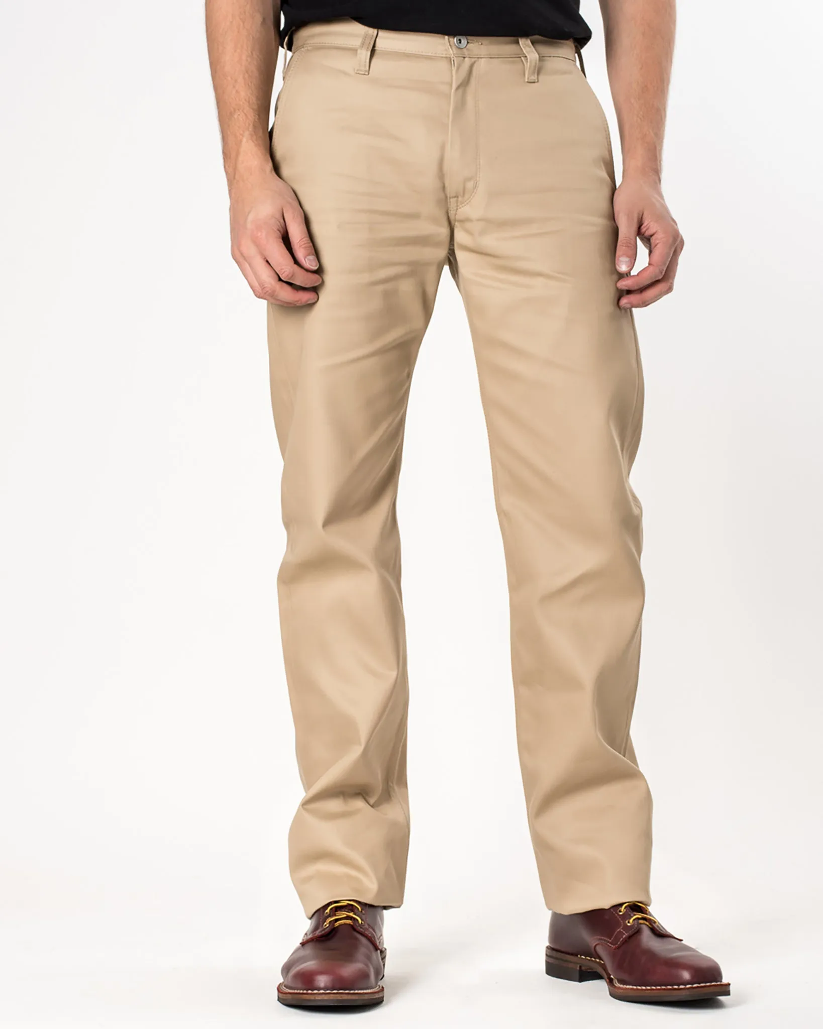 9oz Mercerised Selvedge Cotton Straight Cut Chinos - Khaki sold by Iron Heart product image thumbnail 2