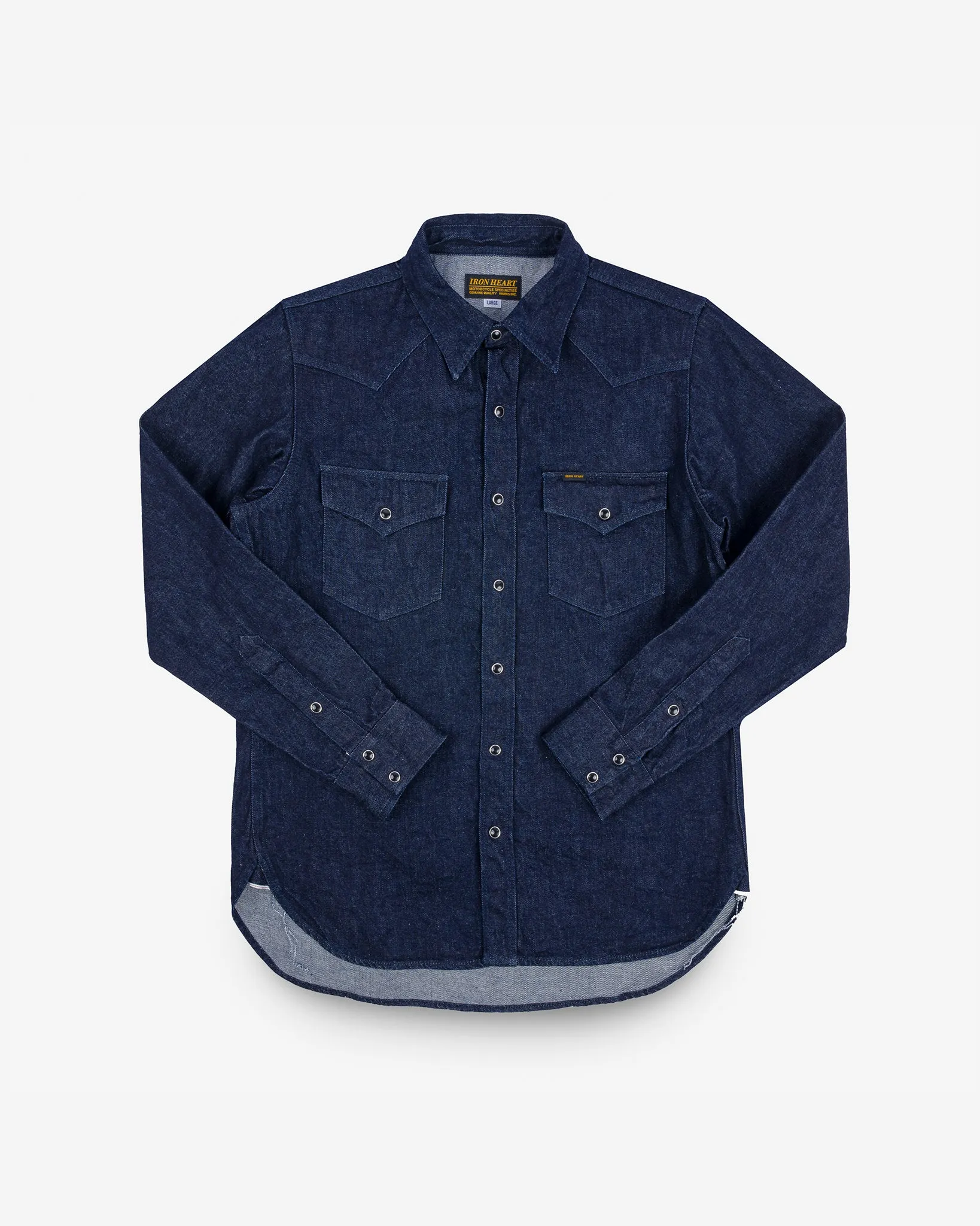 12oz Selvedge Denim Western Shirt With Tonal Stitching - Indigo sold by Iron Heart