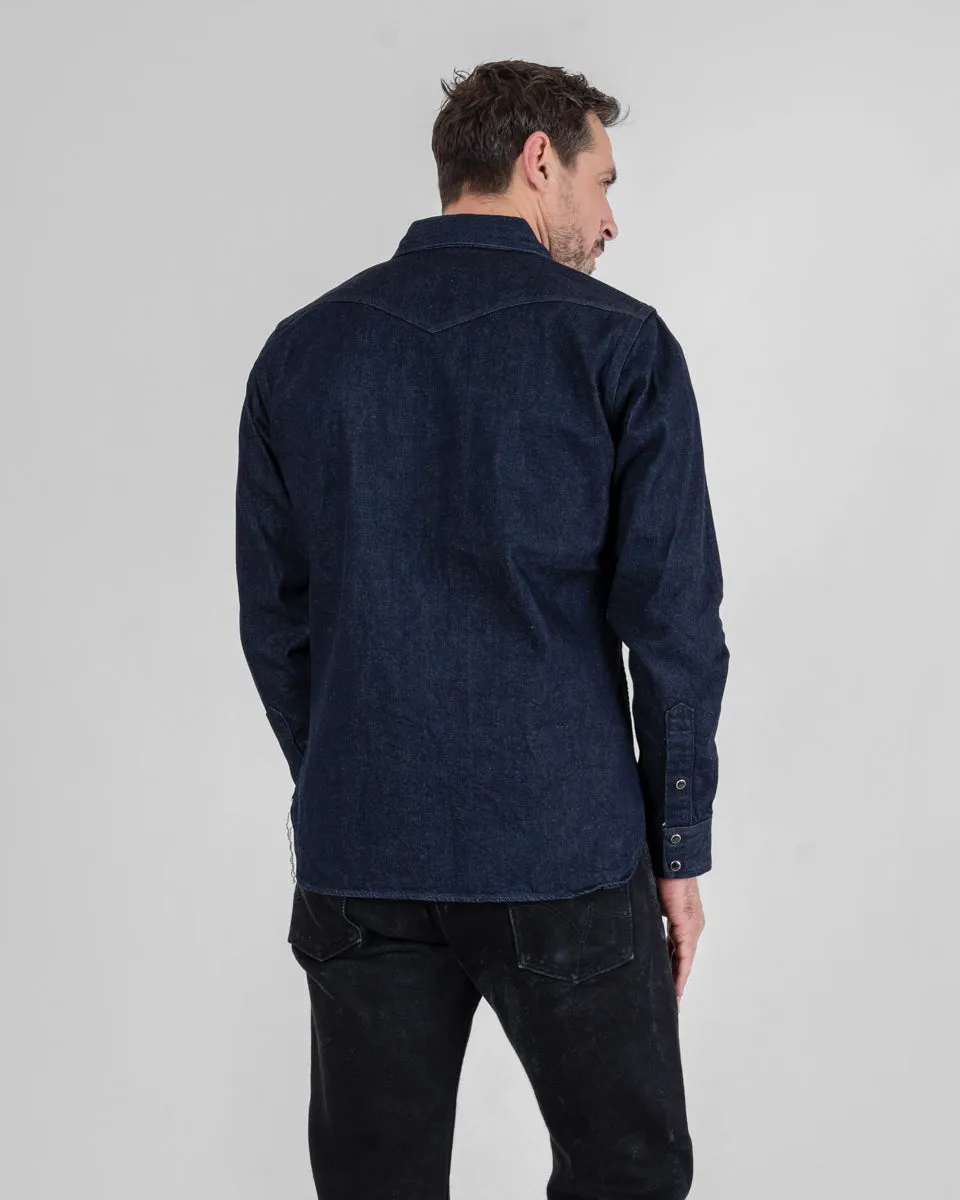 12oz Selvedge Denim Western Shirt With Tonal Stitching - Indigo sold by Iron Heart product image thumbnail 3
