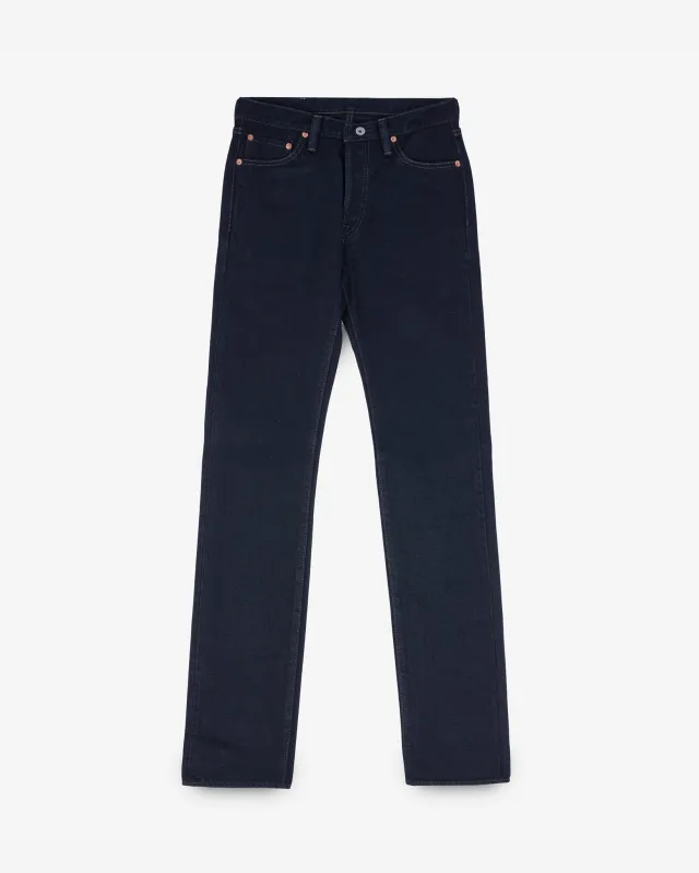 21oz Selvedge Denim Slim Straight Cut Jeans - Indigo Overdyed Black sold by Iron Heart