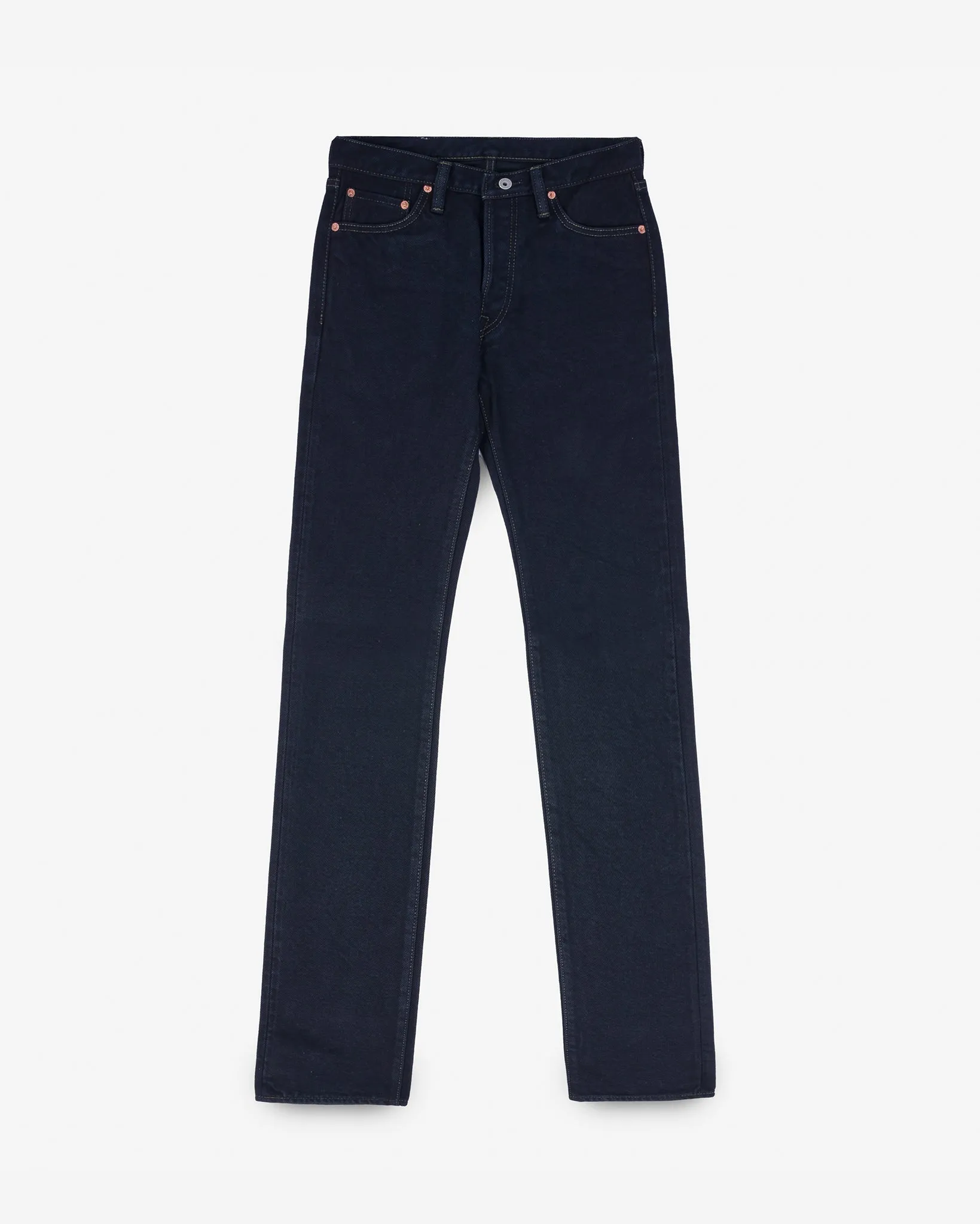 21oz Selvedge Denim Slim Straight Cut Jeans - Indigo Overdyed Black sold by Iron Heart