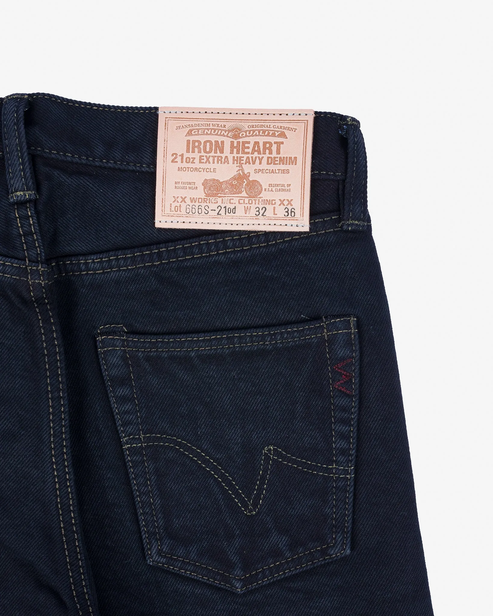 21oz Selvedge Denim Slim Straight Cut Jeans - Indigo Overdyed Black sold by Iron Heart product image thumbnail 5