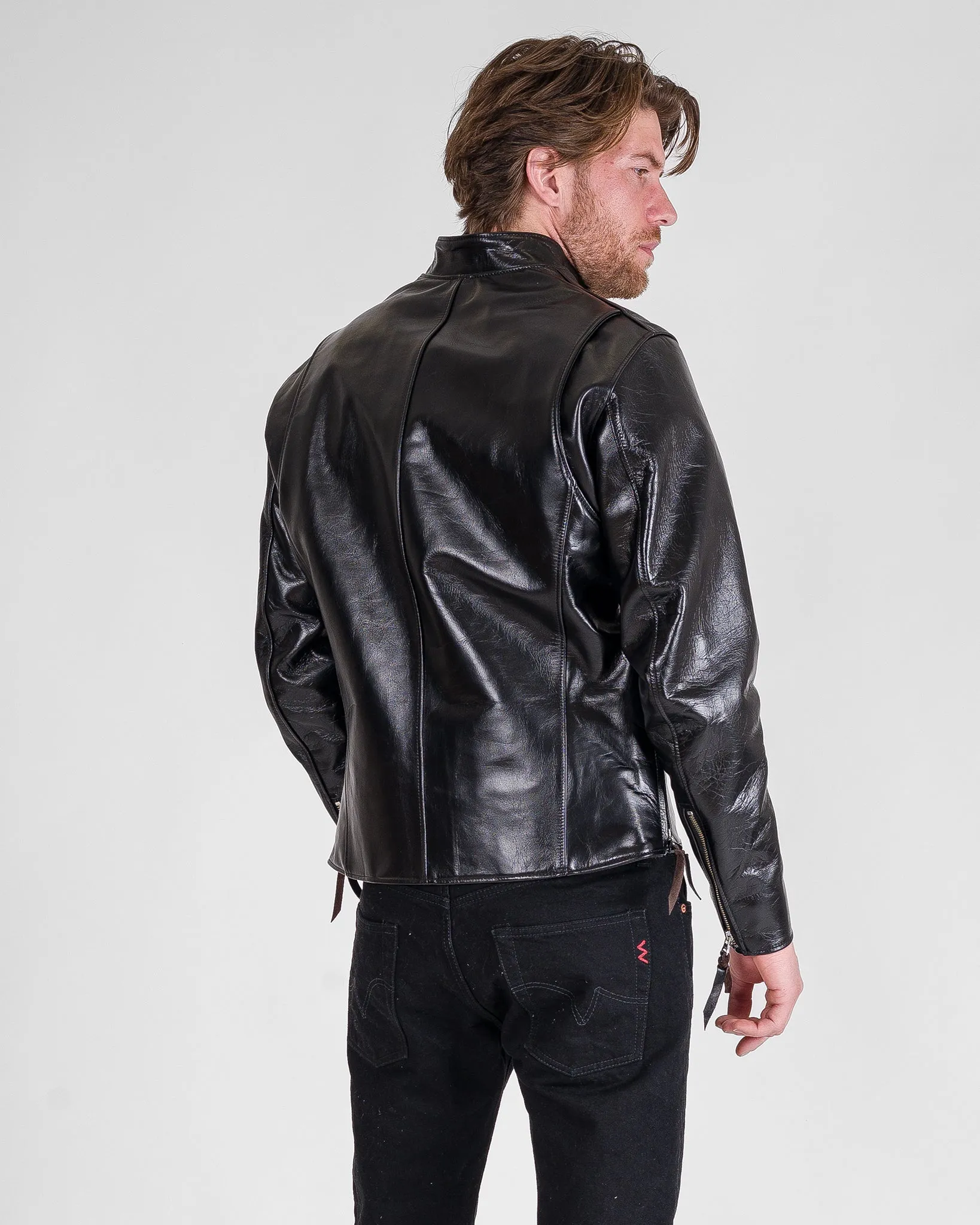 Japanese Horsehide Rider’s Jacket - Black (Tea-Core Dyed) sold by Iron Heart product image thumbnail 4