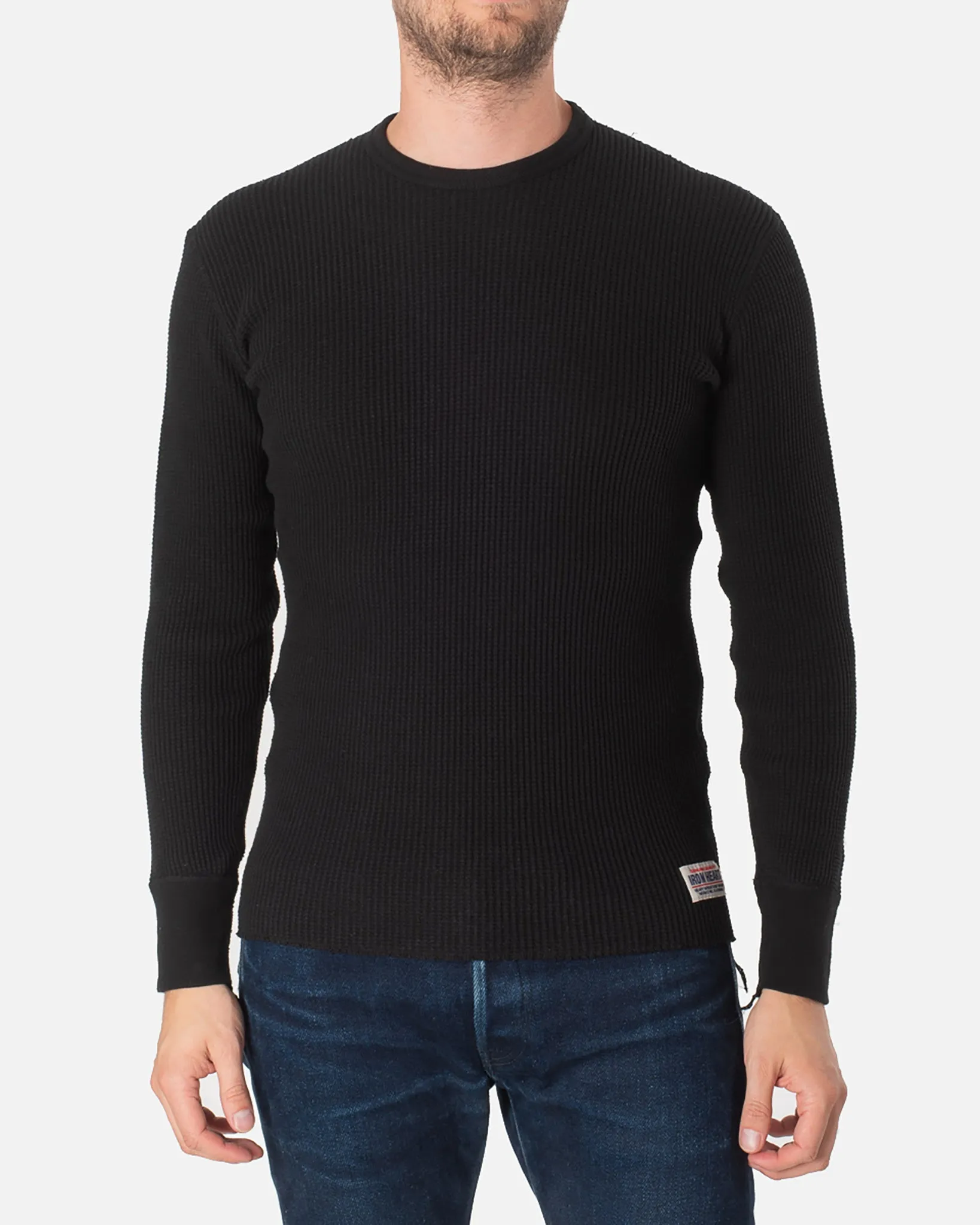 Waffle Knit Long Sleeved Crew Neck Thermal Top - Black sold by Iron Heart product image thumbnail 2