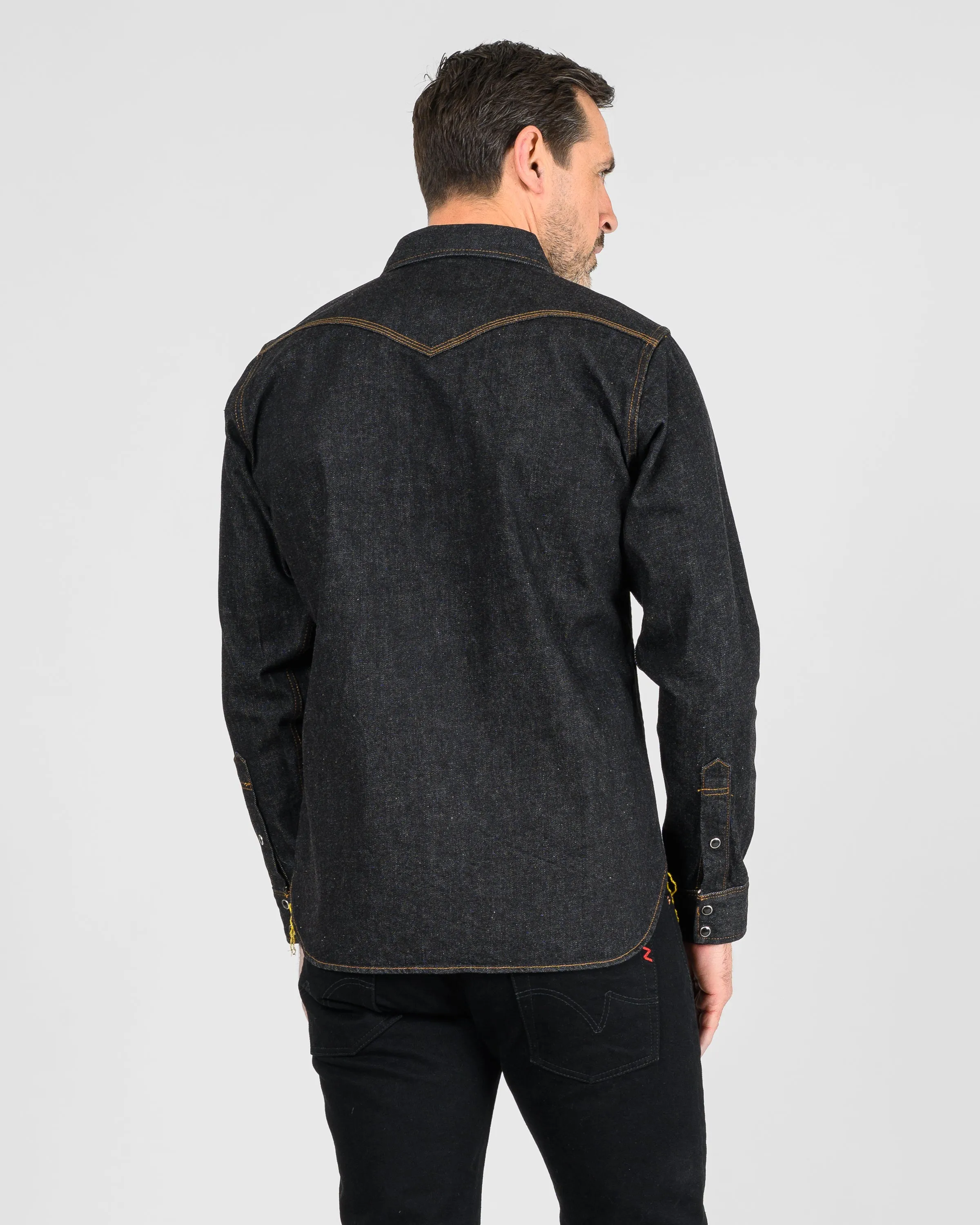 12oz Selvedge Denim Western Shirt - Black sold by Iron Heart product image thumbnail 3