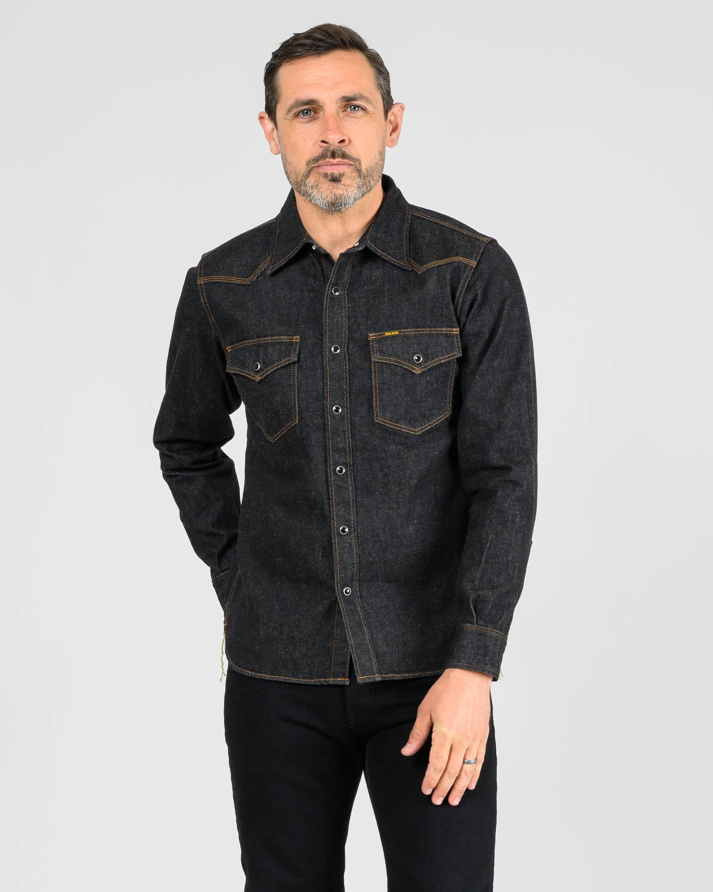 12oz Selvedge Denim Western Shirt - Black sold by Iron Heart product image thumbnail 2