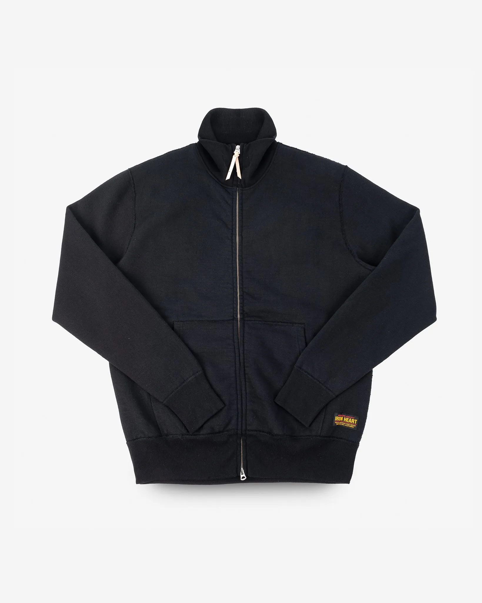 14oz Ultra Heavyweight Loopwheel Cotton Zip Up Sweater - Black sold by Iron Heart