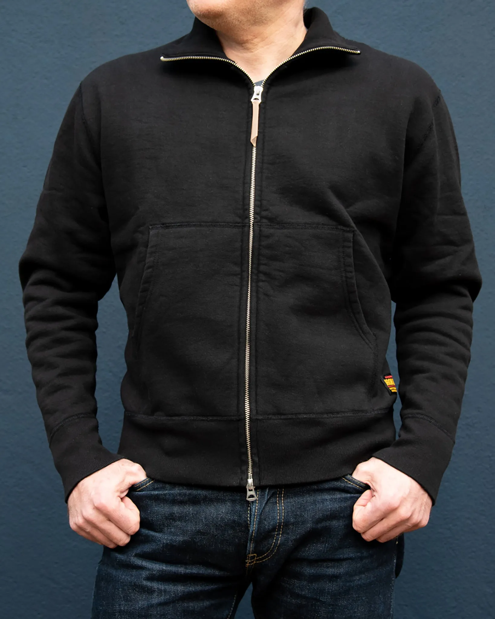 14oz Ultra Heavyweight Loopwheel Cotton Zip Up Sweater - Black sold by Iron Heart product image thumbnail 4