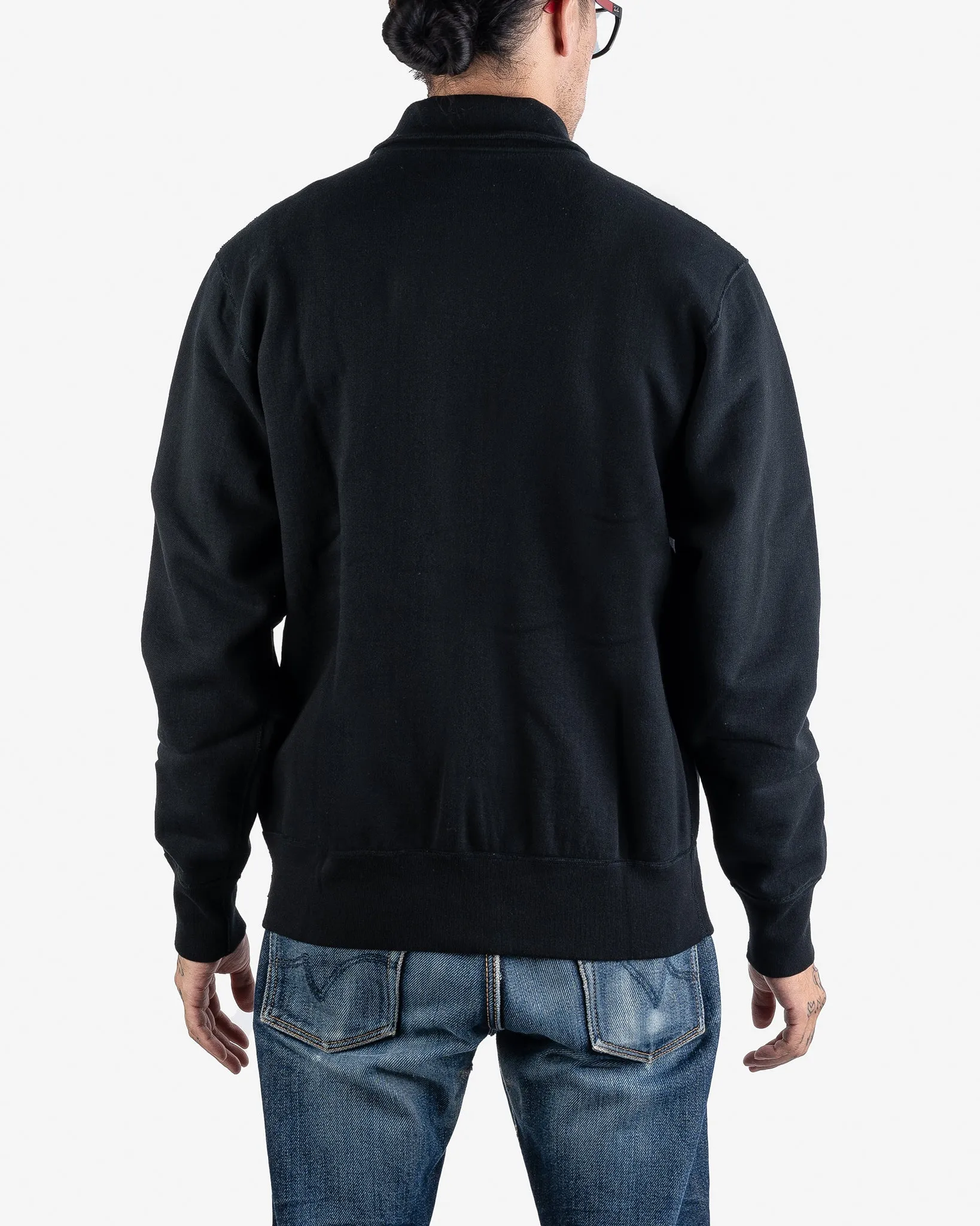 14oz Ultra Heavyweight Loopwheel Cotton Zip Up Sweater - Black sold by Iron Heart product image thumbnail 3