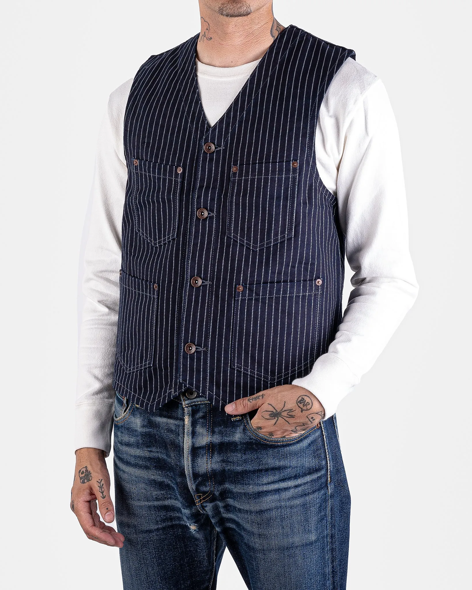 12oz Wabash/Duck Work Vest - Indigo/Navy sold by Iron Heart product image thumbnail 2