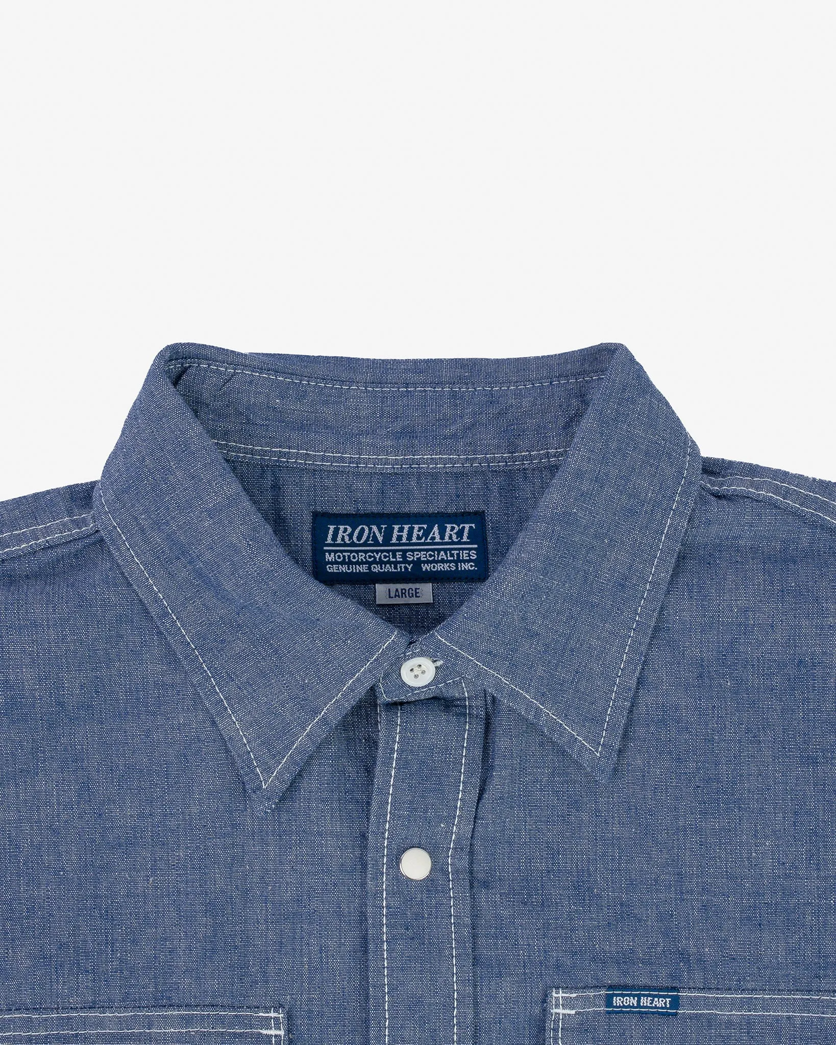 10oz Selvedge Chambray Single Yoke Western Shirt - Blue sold by Iron Heart product image thumbnail 5
