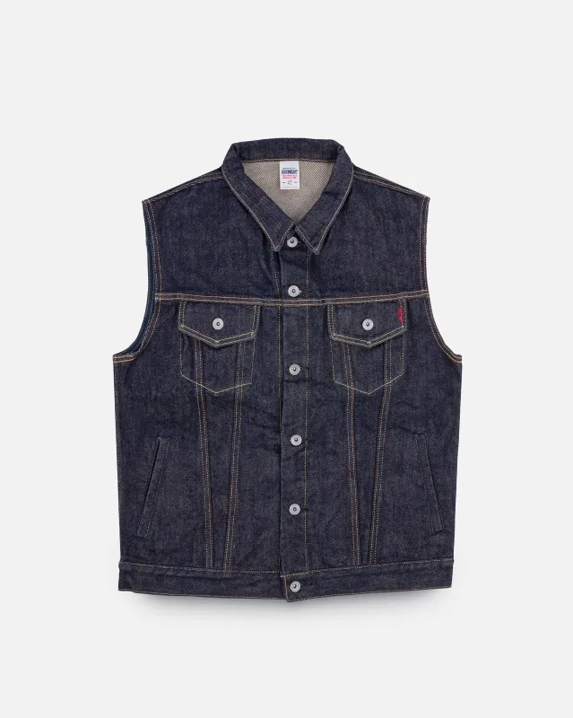21oz Selvedge Denim Modified Type III Vest - Indigo sold by Iron Heart