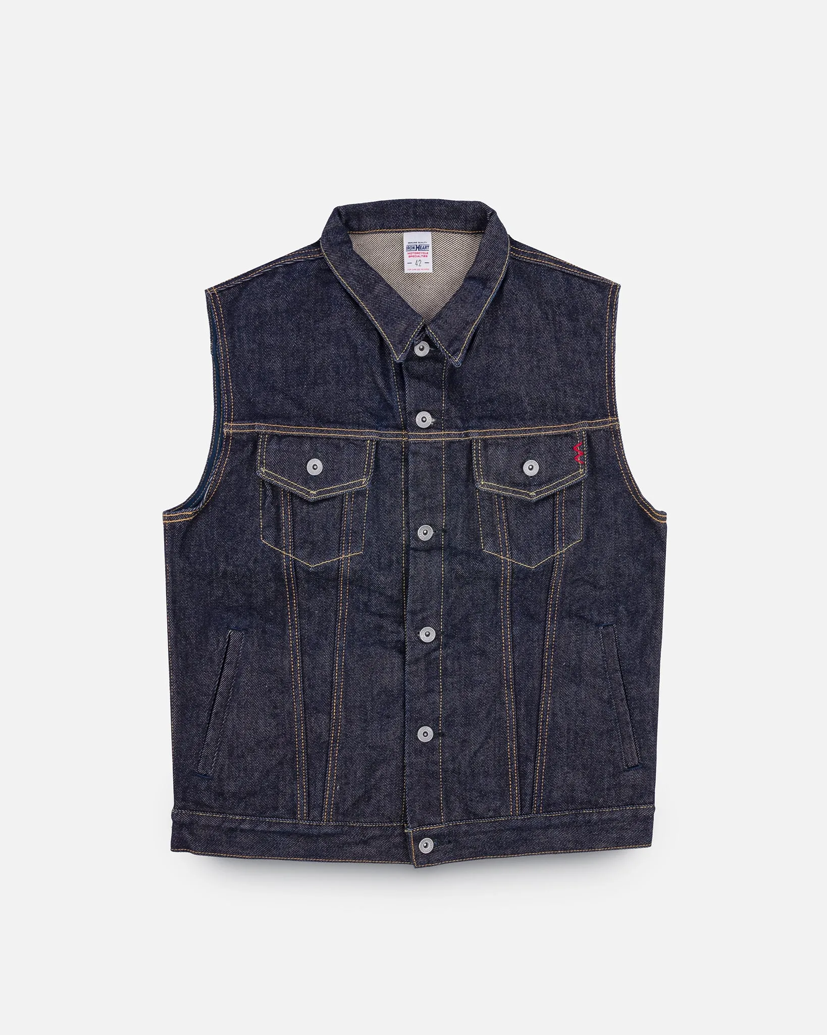 21oz Selvedge Denim Modified Type III Vest - Indigo sold by Iron Heart
