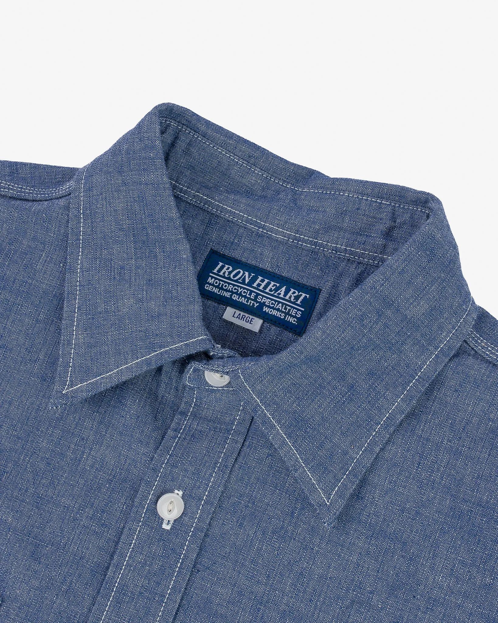 10oz Selvedge Chambray Work Shirt - Blue sold by Iron Heart product image thumbnail 4