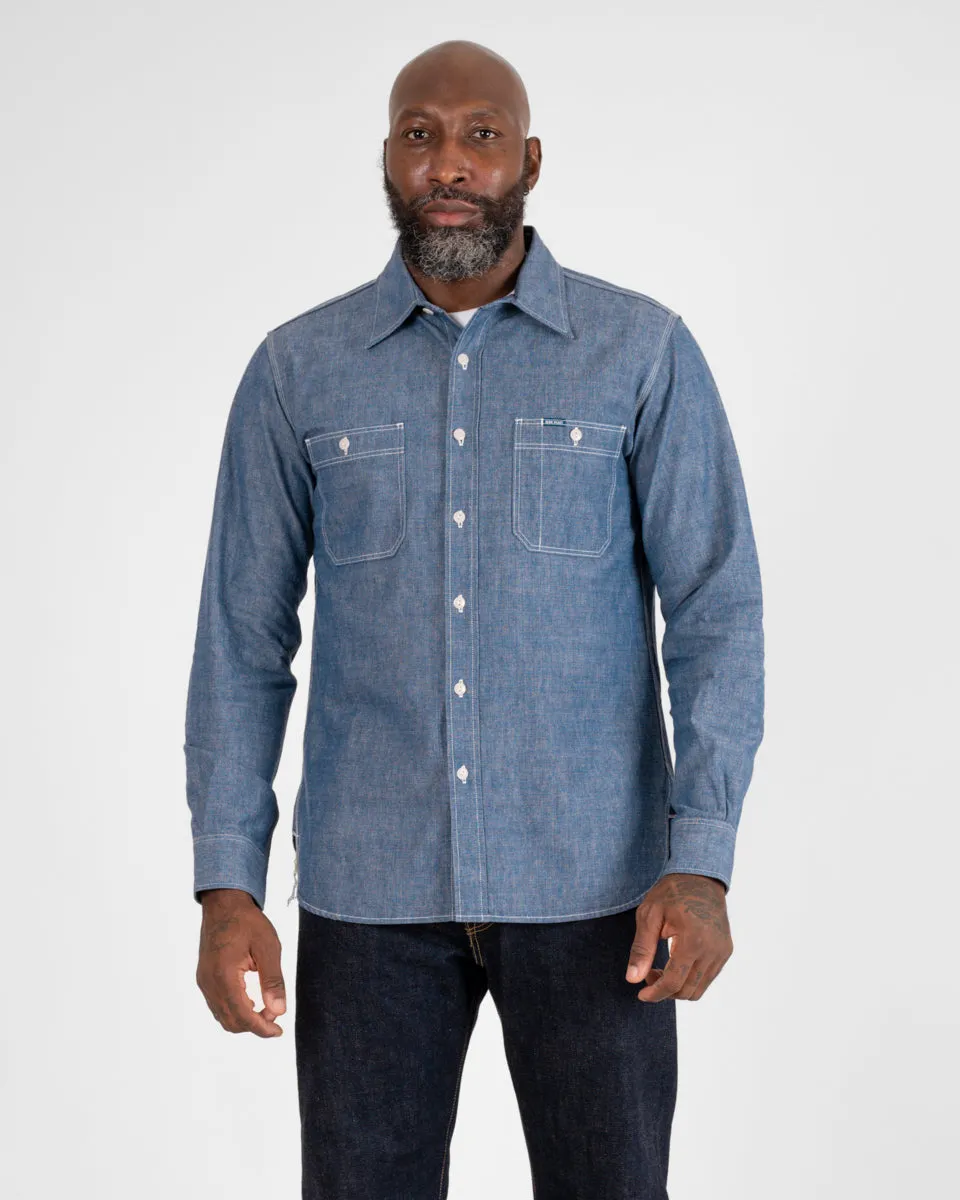 10oz Selvedge Chambray Work Shirt - Blue sold by Iron Heart product image thumbnail 2