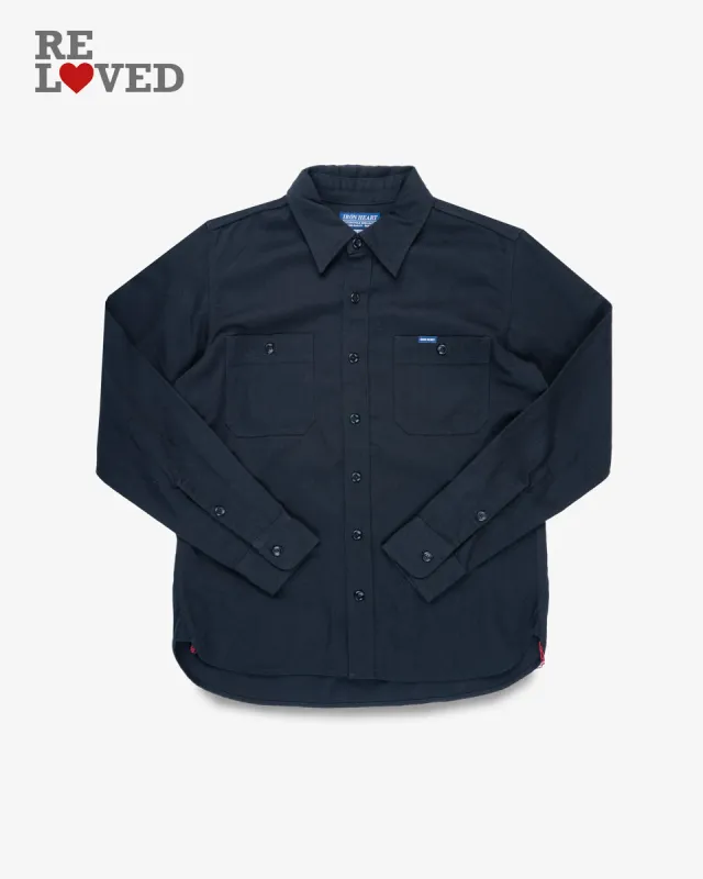 9oz Cotton Linen Work Shirt - Black (IHSH-414-BLK) Size Large sold by Iron Heart