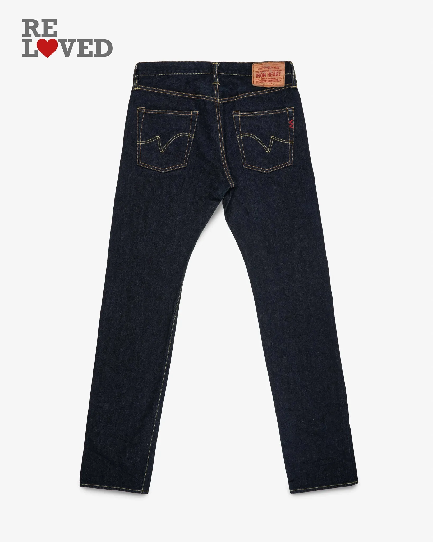 14oz Selvedge Denim Slim Tapered Cut Jeans - Indigo (IH-777S-142) Tag 34, Hemmed to 35.5" sold by Iron Heart product image thumbnail 2