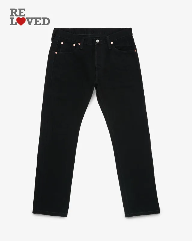 14oz Selvedge Denim Slim Tapered Cut Jeans - Black/Black (IH-777S-142bb) Tag 34, Hemmed to 30.0" sold by Iron Heart