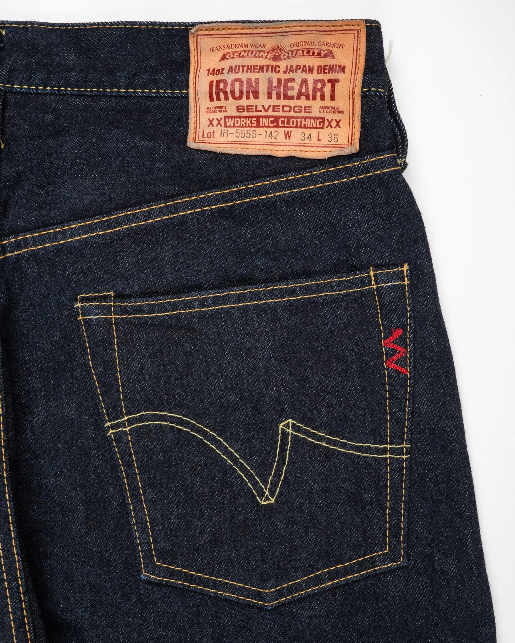 14oz Selvedge Denim Super Slim Cut Jeans - Indigo (IH-555S-142) Tag 34, Hemmed to 31.0'' sold by Iron Heart product image thumbnail 3