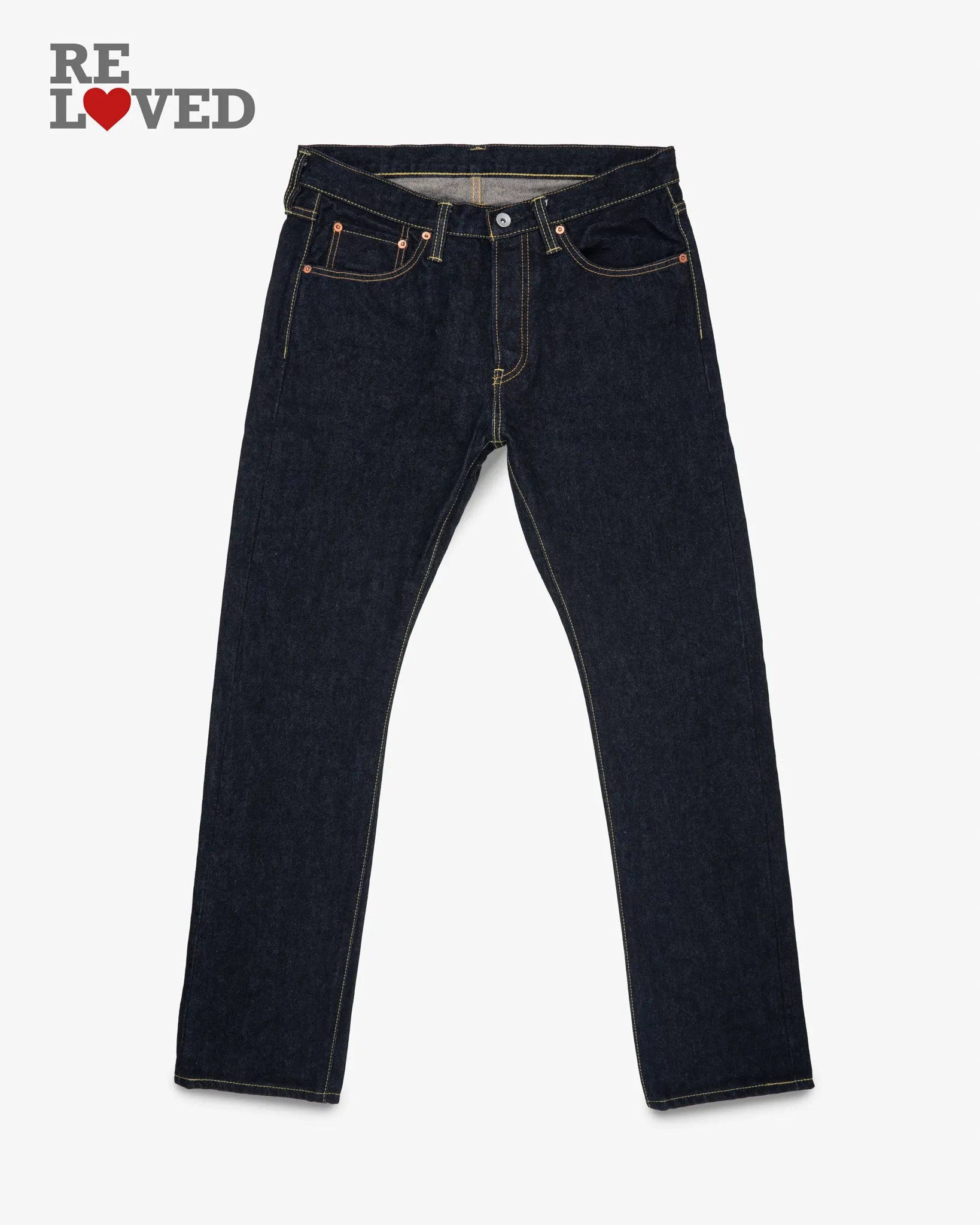 14oz Selvedge Denim Super Slim Cut Jeans - Indigo (IH-555S-142) Tag 34, Hemmed to 31.0'' sold by Iron Heart