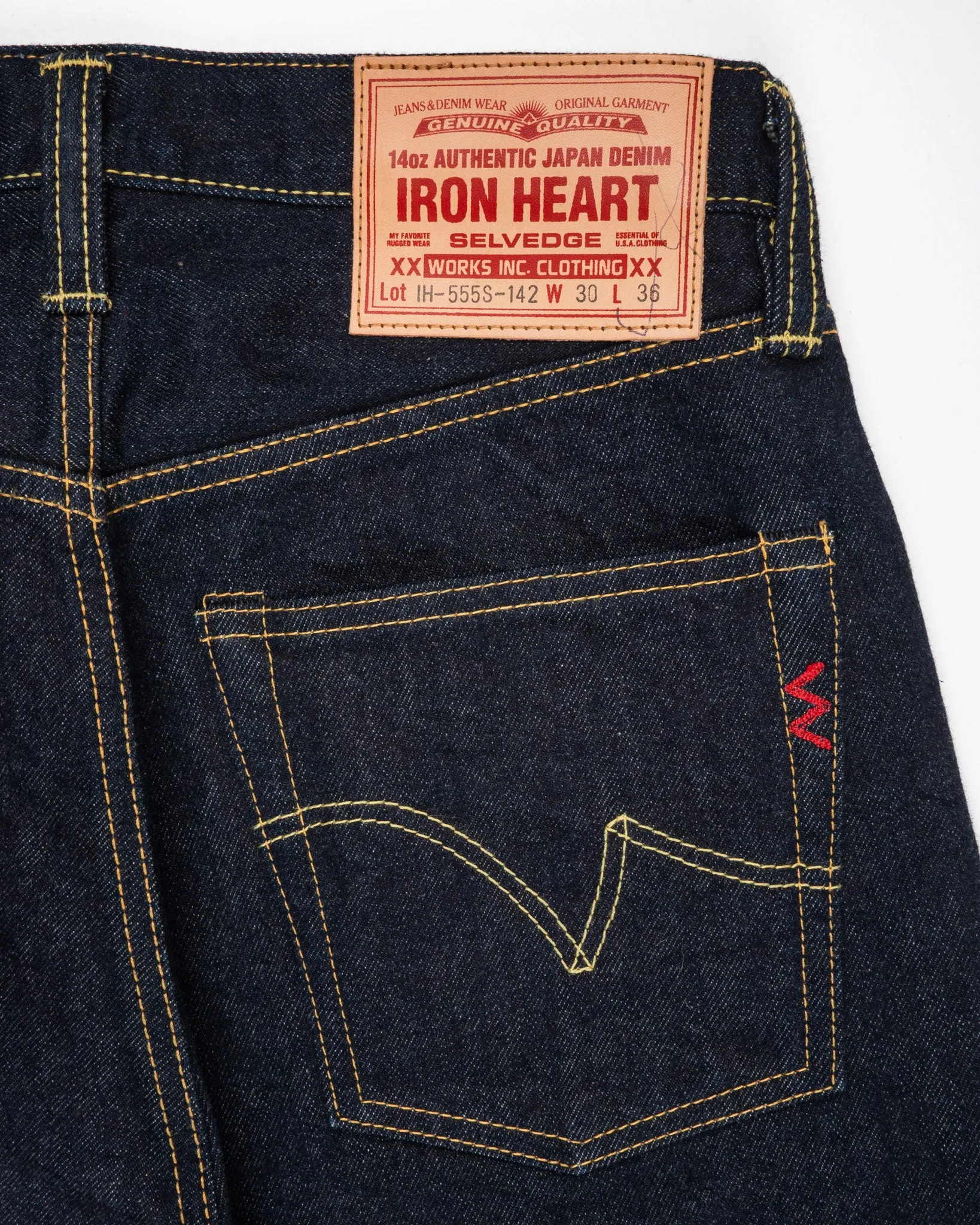 14oz Selvedge Denim Super Slim Cut Jeans - Indigo (IH-555S-142) Tag 30, Hemmed to 28.0'' sold by Iron Heart product image thumbnail 3