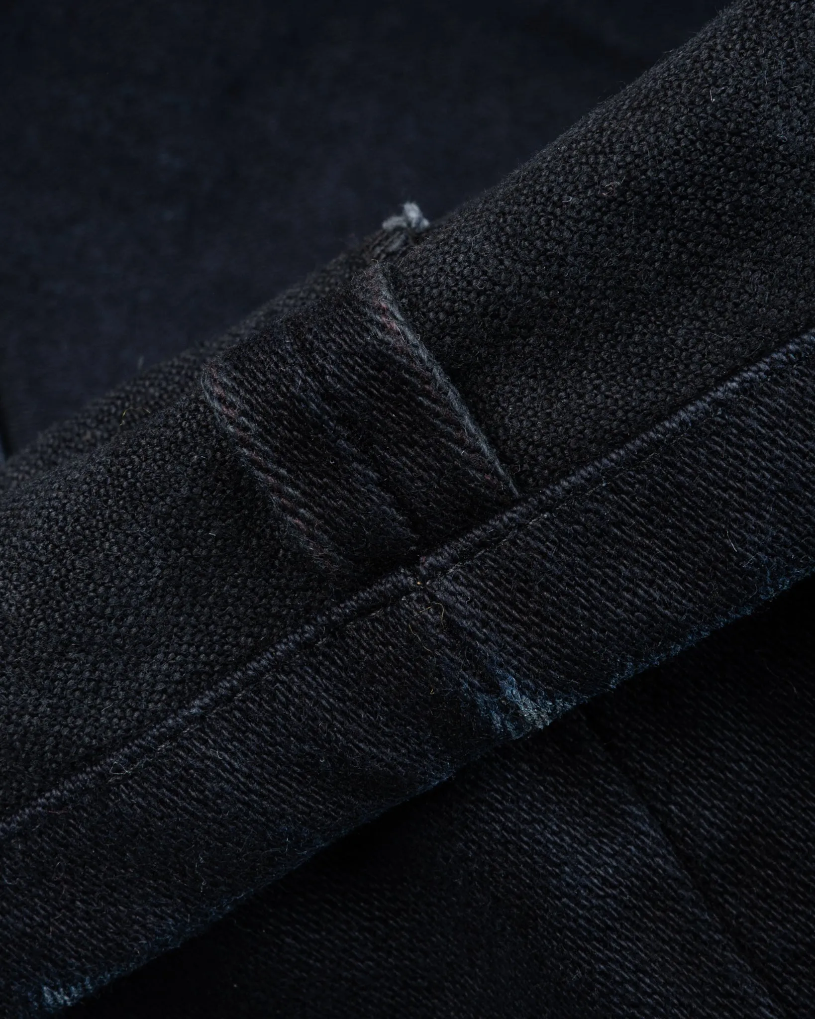 14oz Broken Twill Selvedge Denim Straight Cut Jeans - Indigo Overdyed Black (IH-634SBR-14od) Tag 33, Hemmed to 32.0" sold by Iron Heart product image thumbnail 3