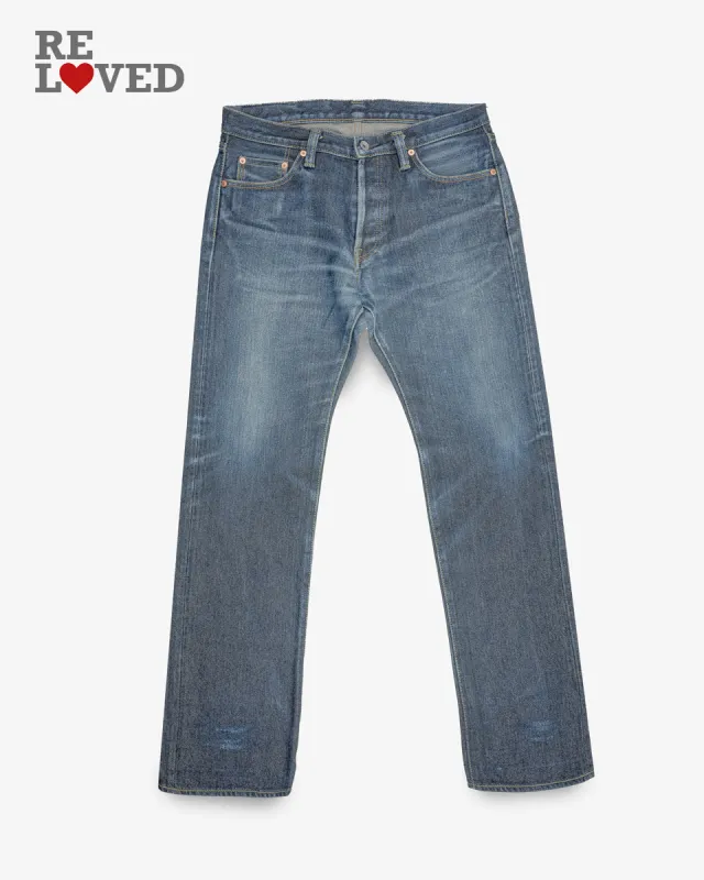 21oz Left Hand Twill Selvedge Denim Straight Cut Jeans - Indigo (IH-634S-21L) Tag 35, Hemmed to 35.0" sold by Iron Heart