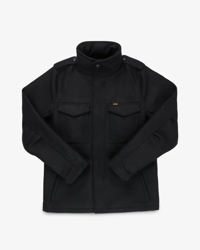 21oz Melton Wool M65 Field Jacket - Black made by Iron Heart