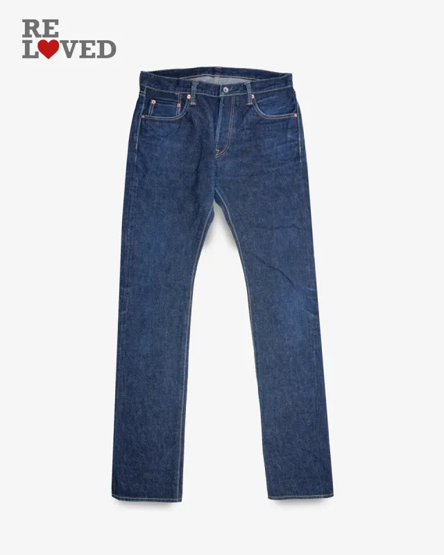 18oz Selvedge Denim Super Slim Cut Jeans - Indigo (IH-555-02) Tag 34, Hemmed to 36.8" sold by Iron Heart