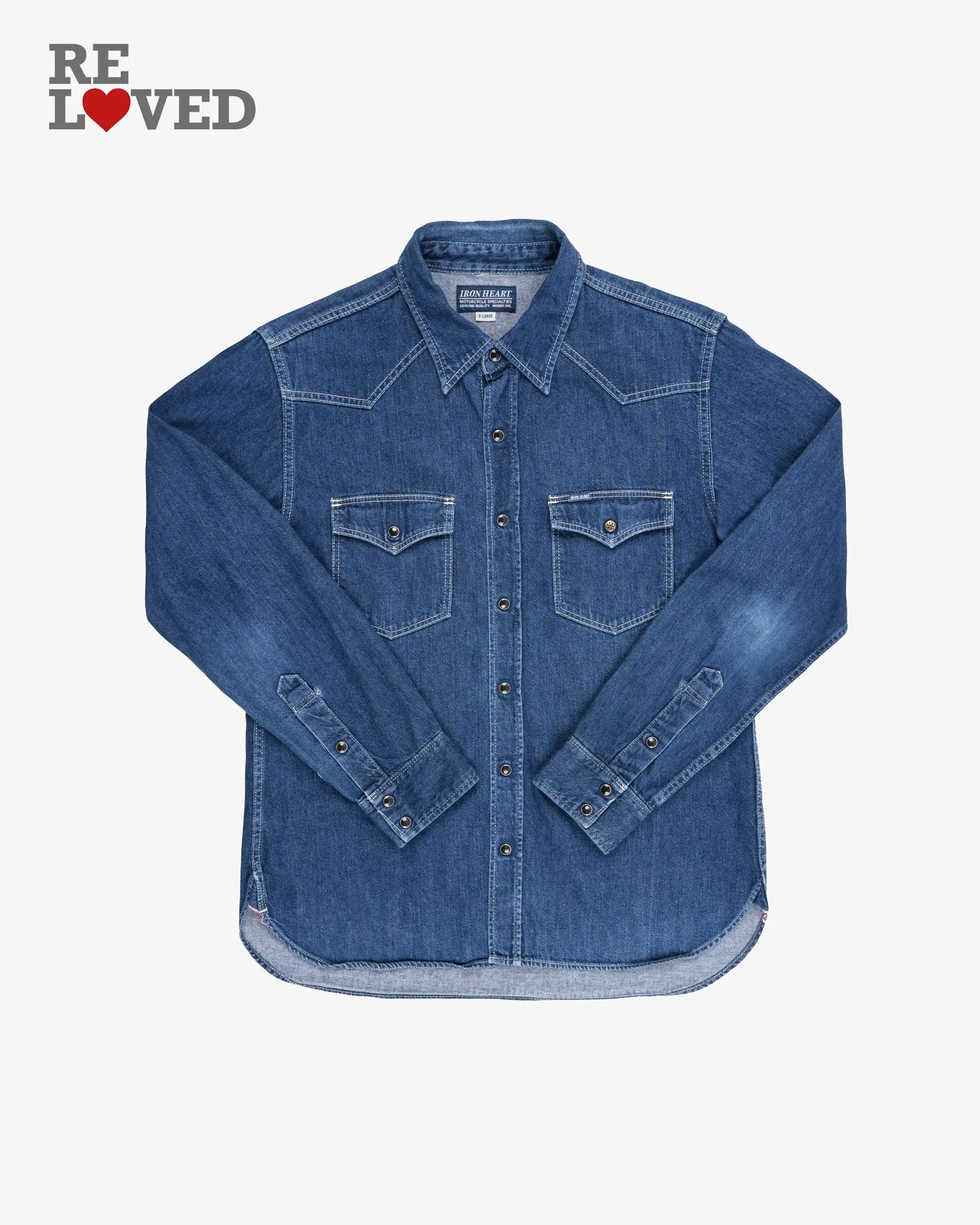7oz Selvedge Denim Western Shirt - Indigo (IHSH-168-IND) Size XL sold by Iron Heart