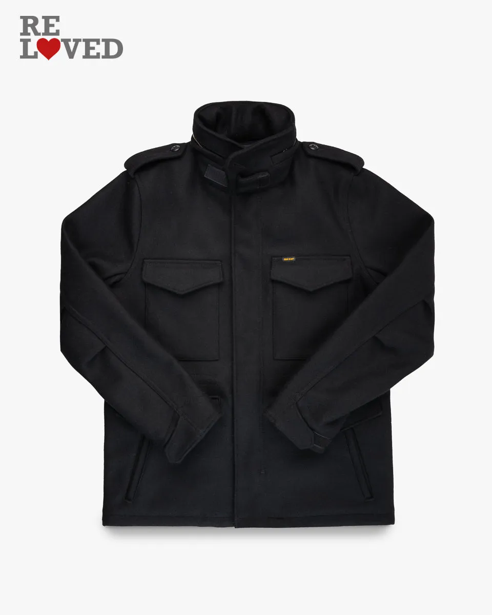 21oz Melton Wool M65 Field Jacket - Black (IHM-49-BLK) Size Large sold by Iron Heart