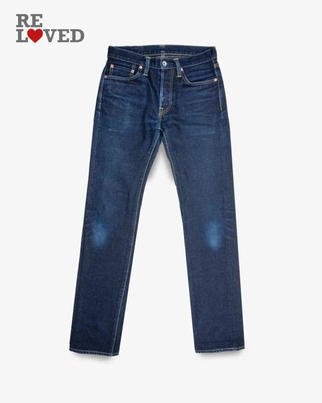 14.7oz Recycled Selvedge Denim Slim Straight Cut Jeans - Indigo (IH-666S-RE) Tag 29, Hemmed to 32.0" sold by Iron Heart