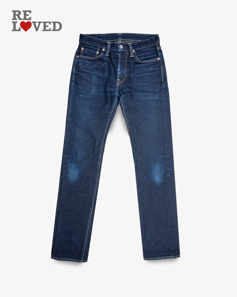 14.7oz Recycled Selvedge Denim Slim Straight Cut Jeans - Indigo (IH-666S-RE) Tag 29, Hemmed to 32.0" sold by Iron Heart
